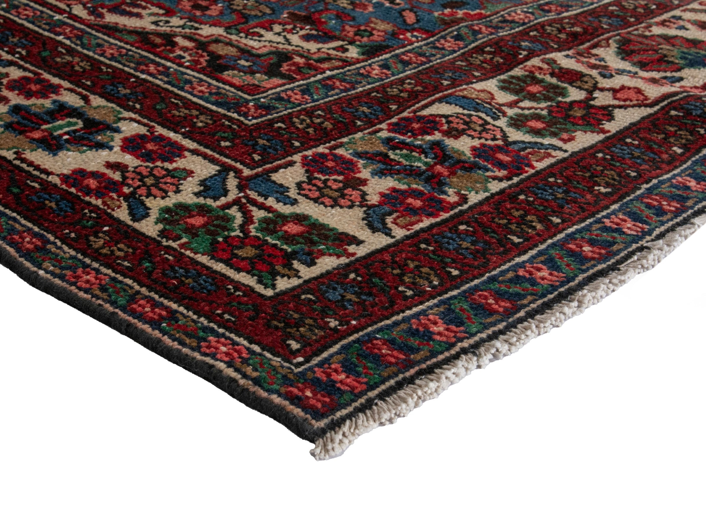 Persian Hamedan oversized rug in deep red and ivory, view 6 of 19