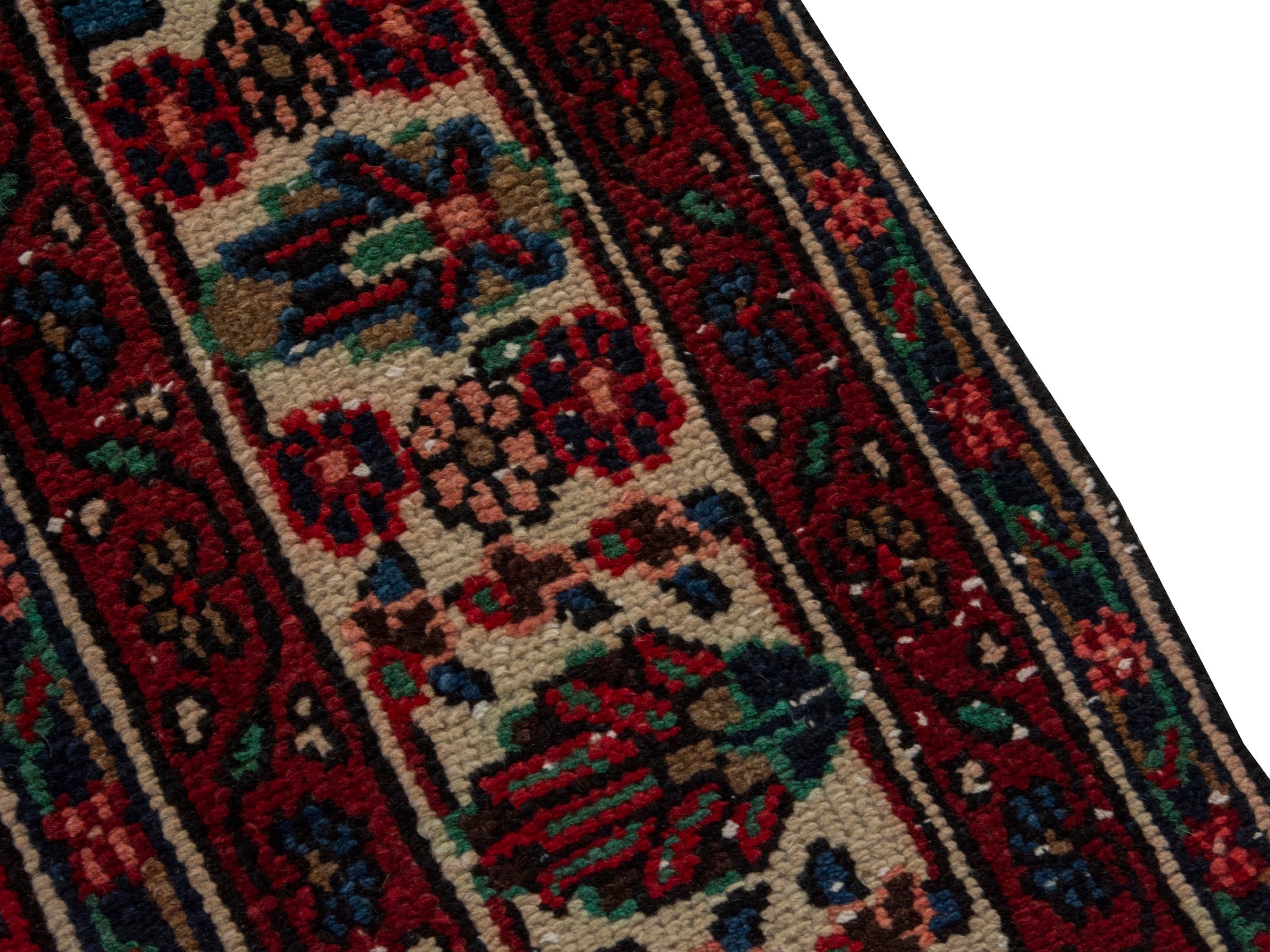 Persian Hamedan oversized rug in deep red and ivory, view 7 of 19