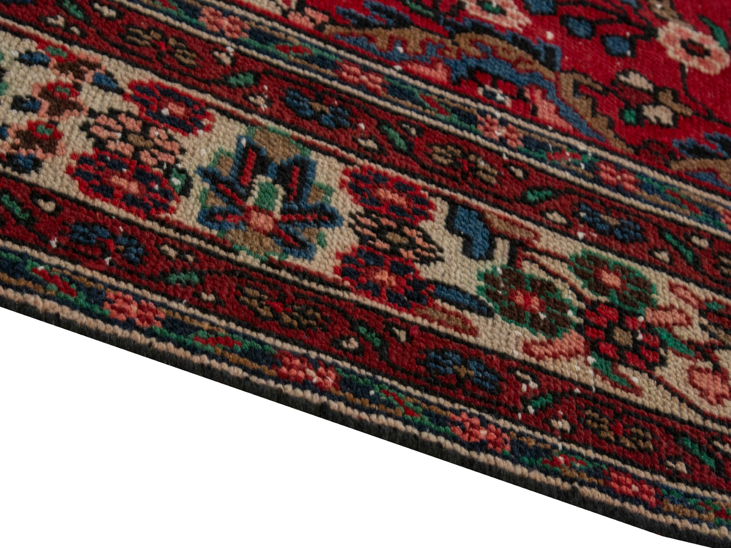 Persian Hamedan oversized rug in deep red and ivory, view 8 of 19