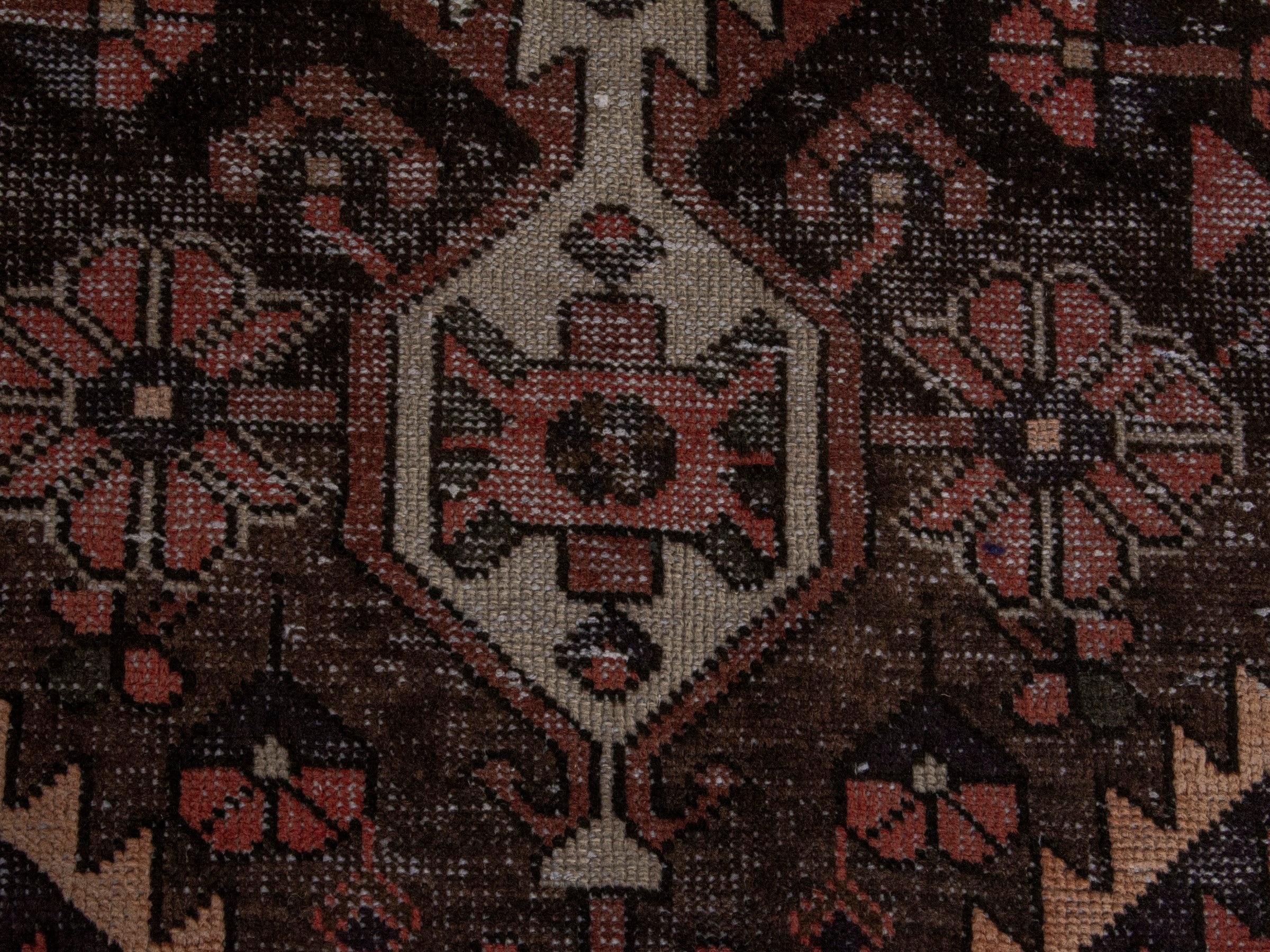 Persian Bakhtiari area rug in burgundy and cream, view 12 of 19