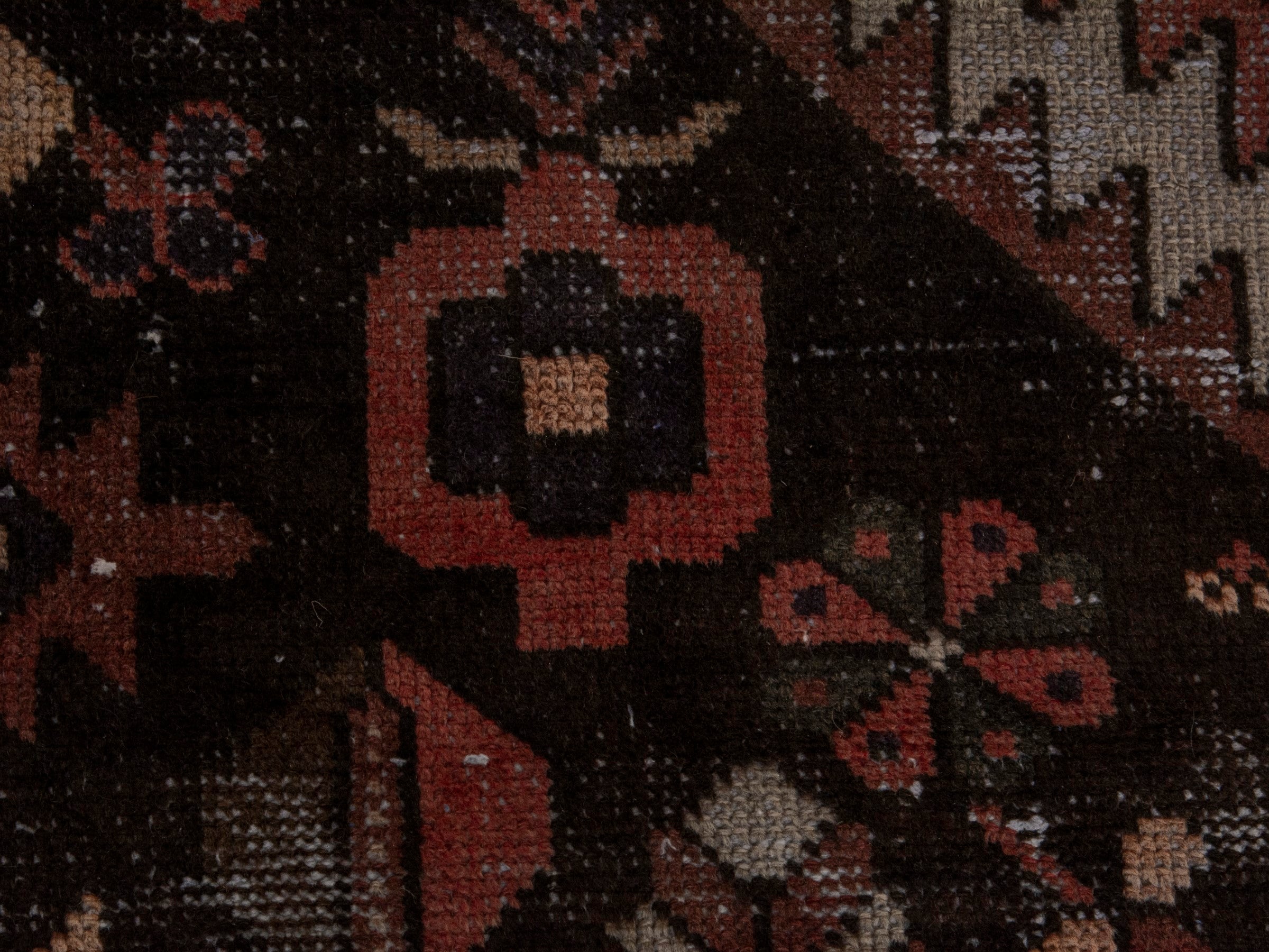 Persian Bakhtiari area rug in burgundy and cream, view 13 of 19