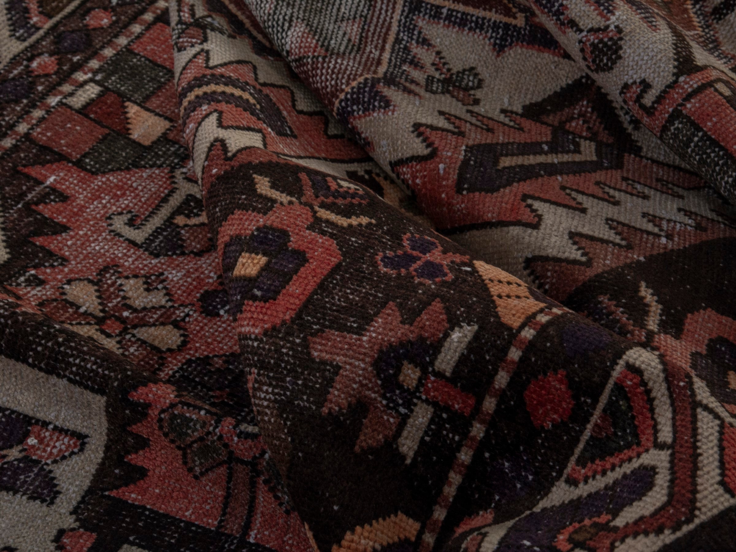 Persian Bakhtiari area rug in burgundy and cream, view 15 of 19