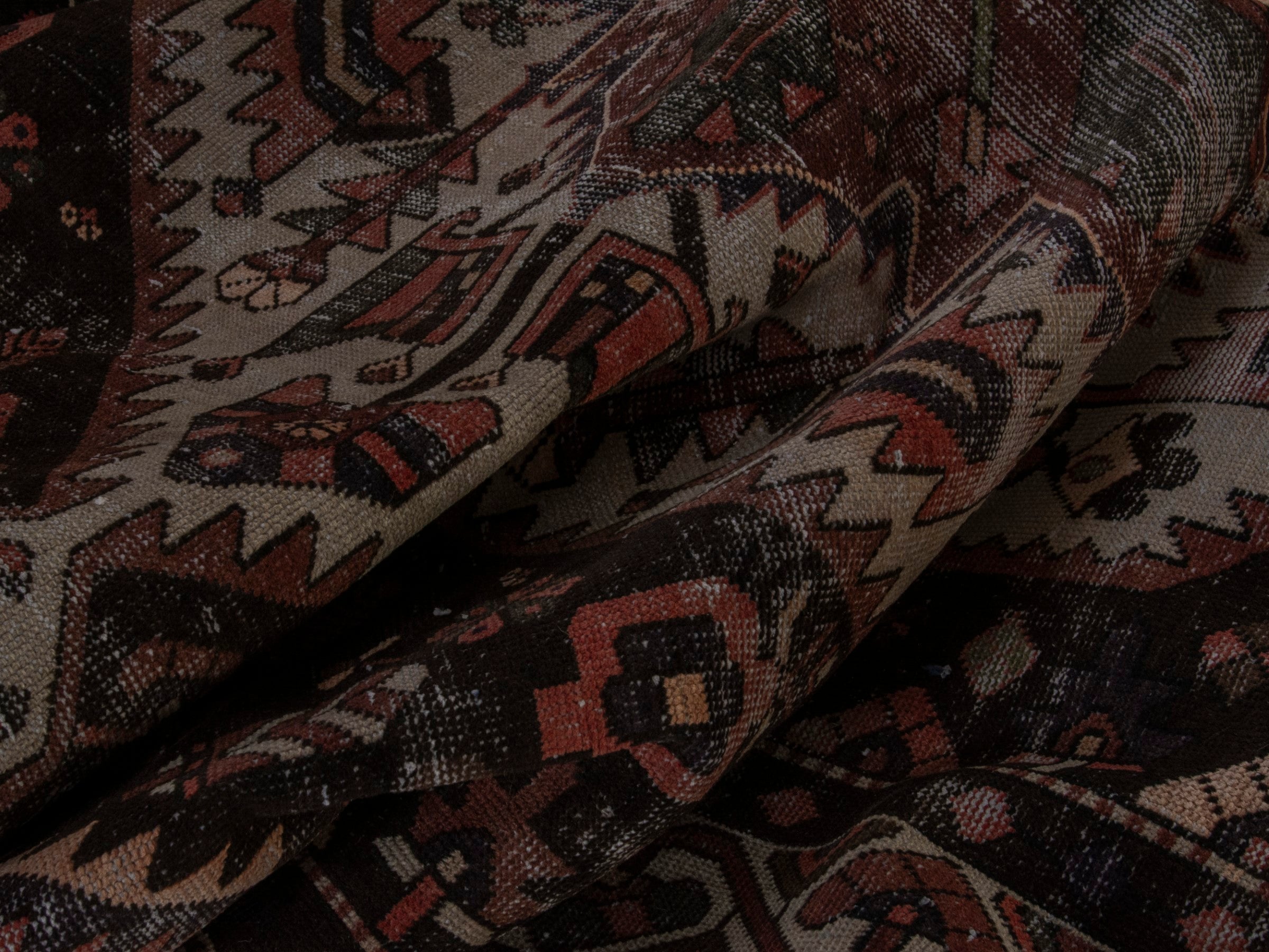Persian Bakhtiari area rug in burgundy and cream, view 18 of 19