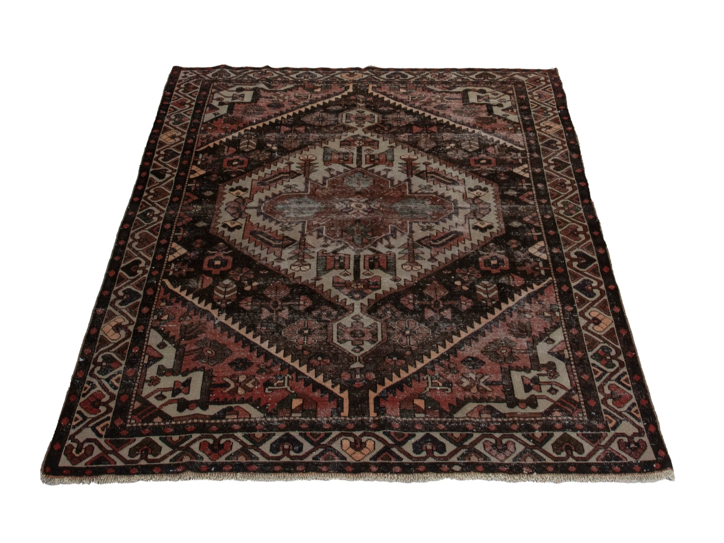 Persian Bakhtiari area rug in burgundy and cream, view 2 of 19