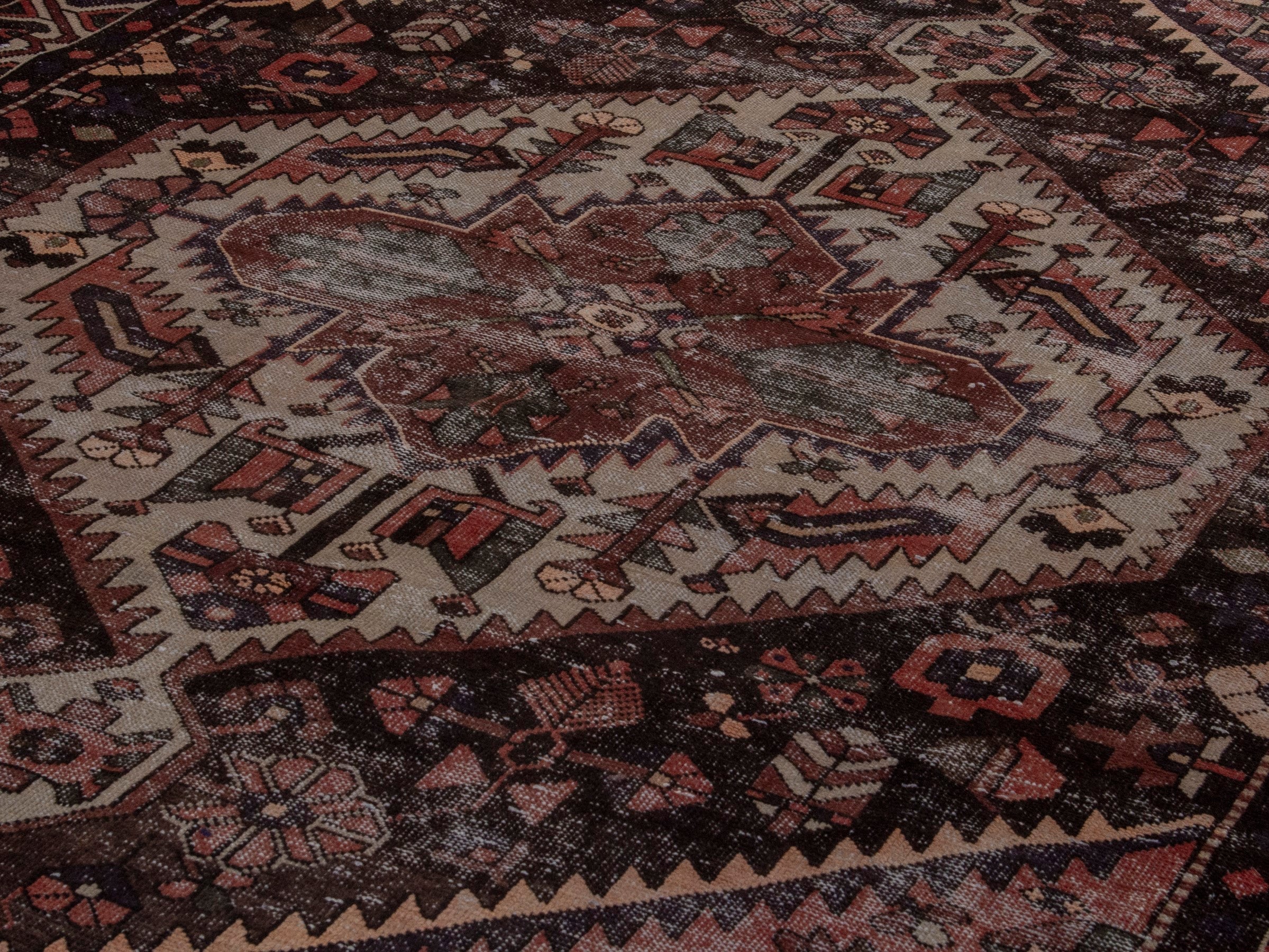 Persian Bakhtiari area rug in burgundy and cream, view 9 of 19