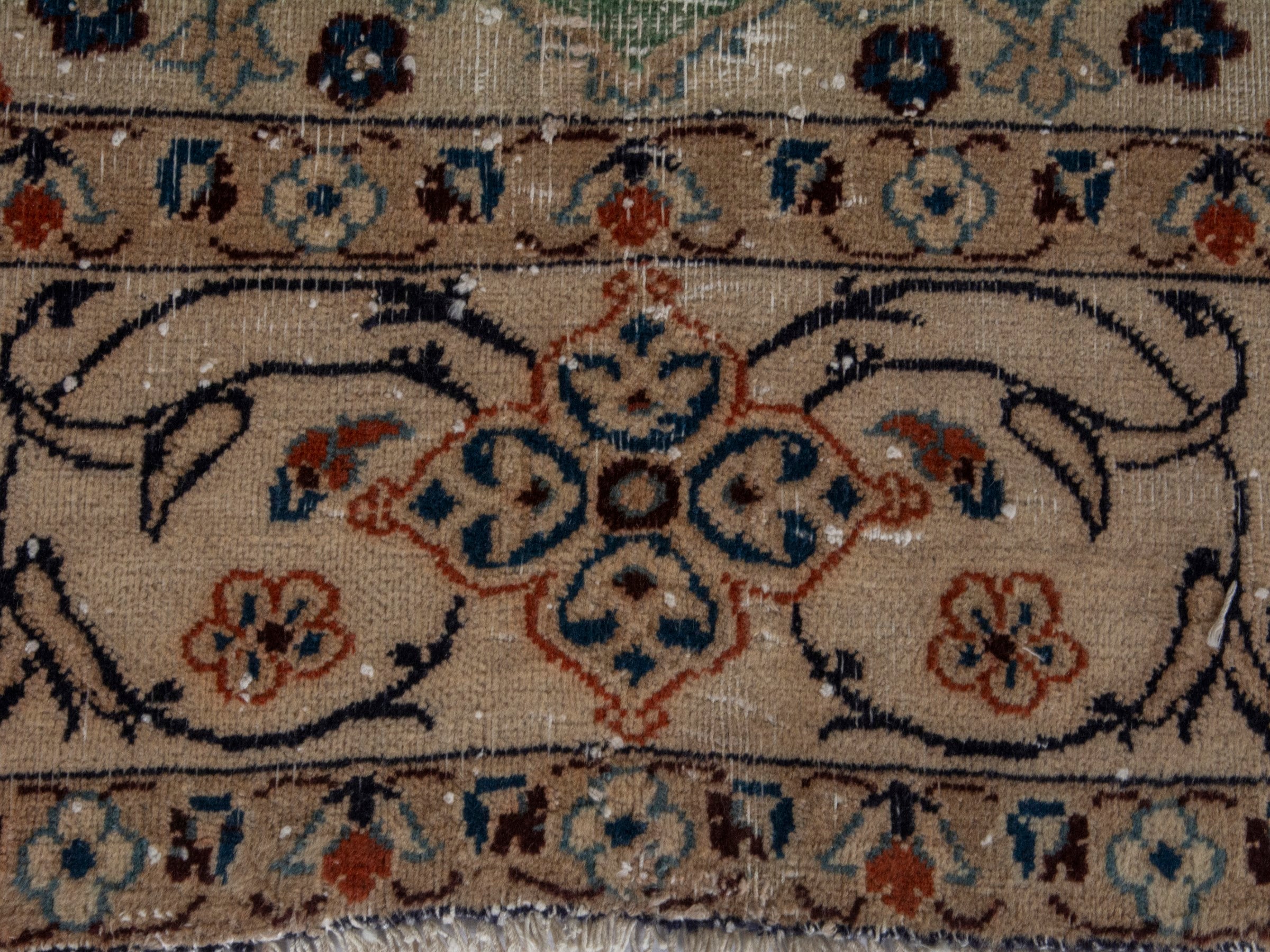 Persian Nain area rug in teal and cream, view 11 of 19
