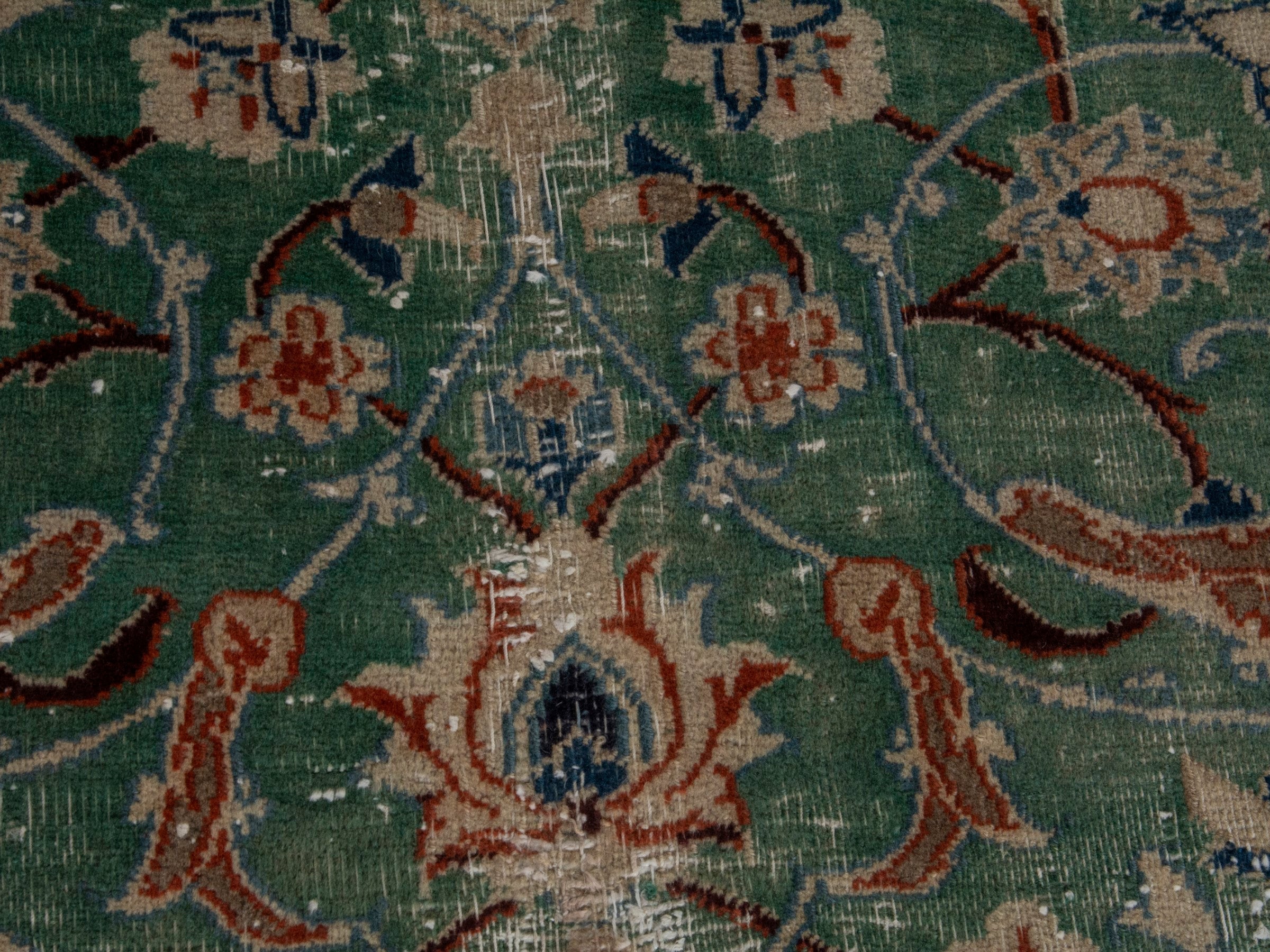 Persian Nain area rug in teal and cream, view 12 of 19