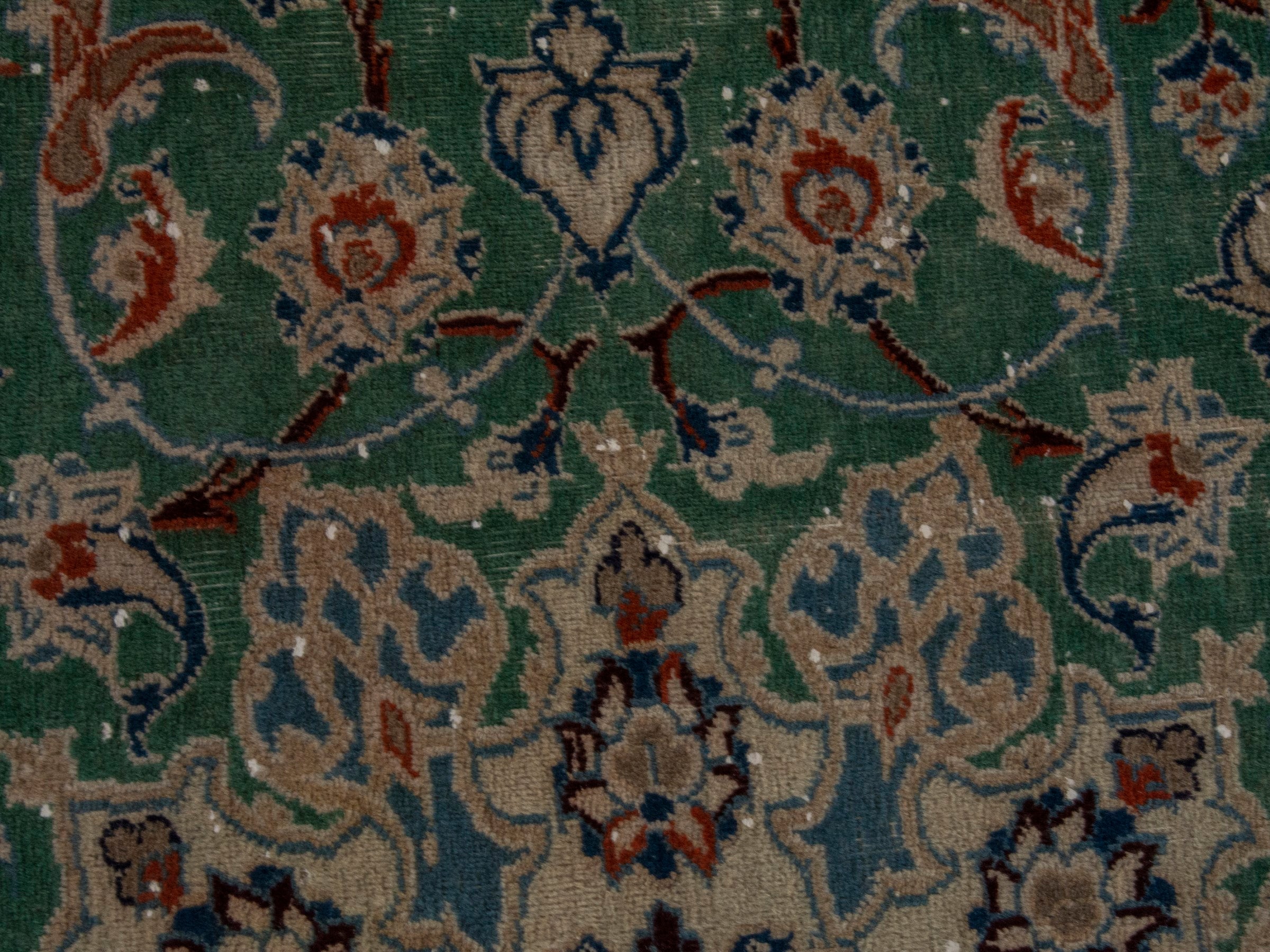 Persian Nain area rug in teal and cream, view 13 of 19
