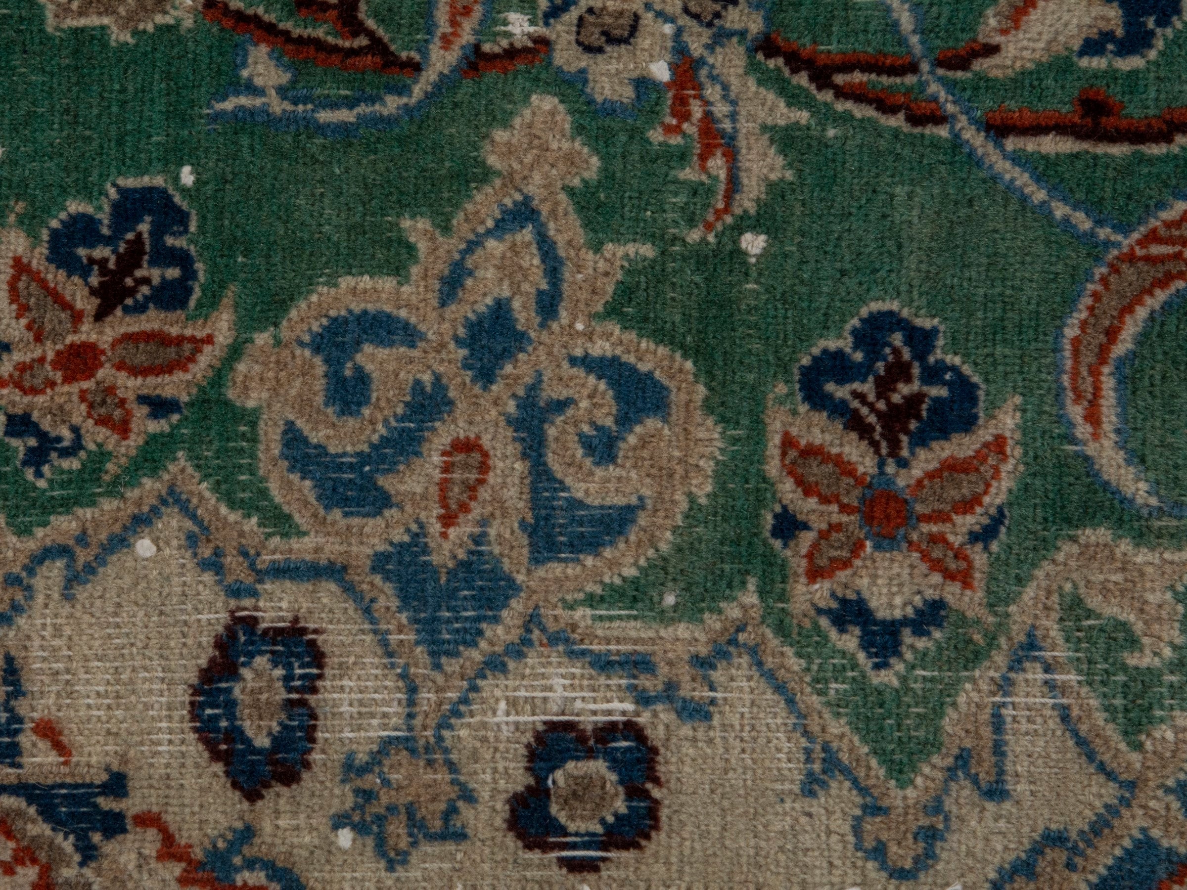 Persian Nain area rug in teal and cream, view 14 of 19