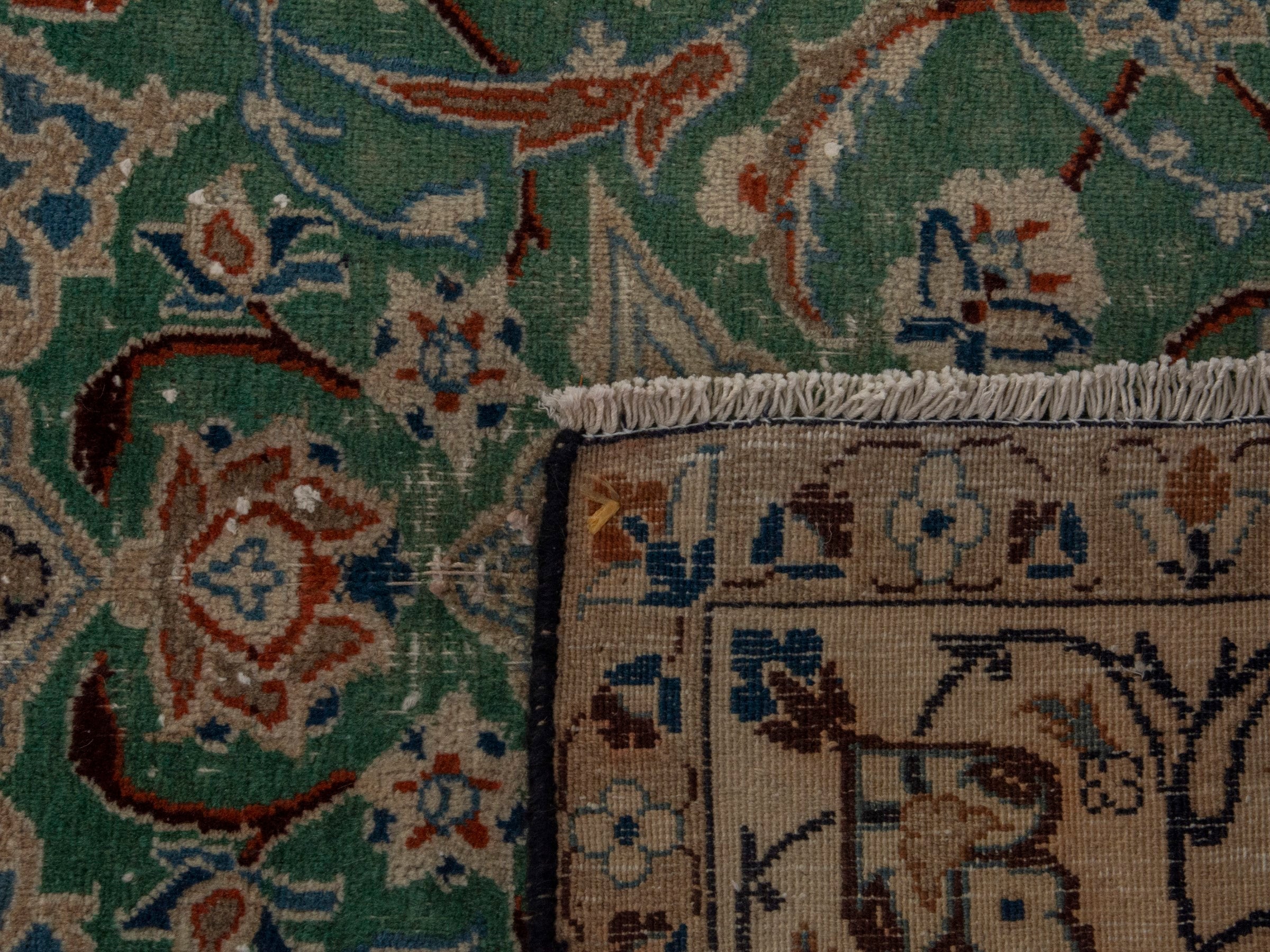 Persian Nain area rug in teal and cream, view 19 of 19