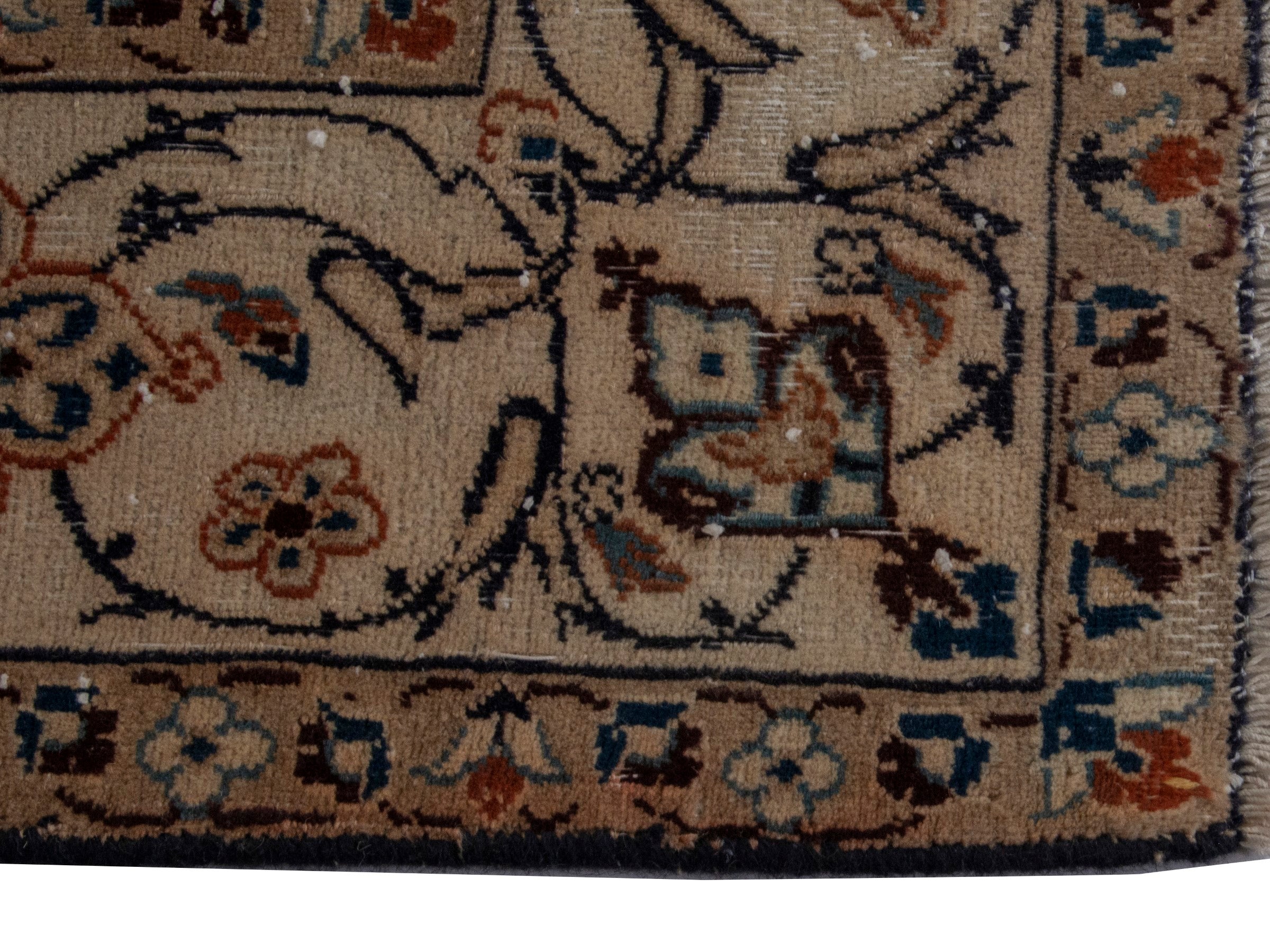 Persian Nain area rug in teal and cream, view 5 of 19