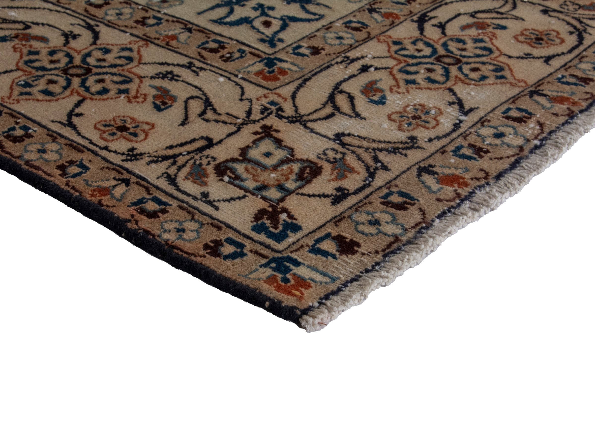 Persian Nain area rug in teal and cream, view 6 of 19