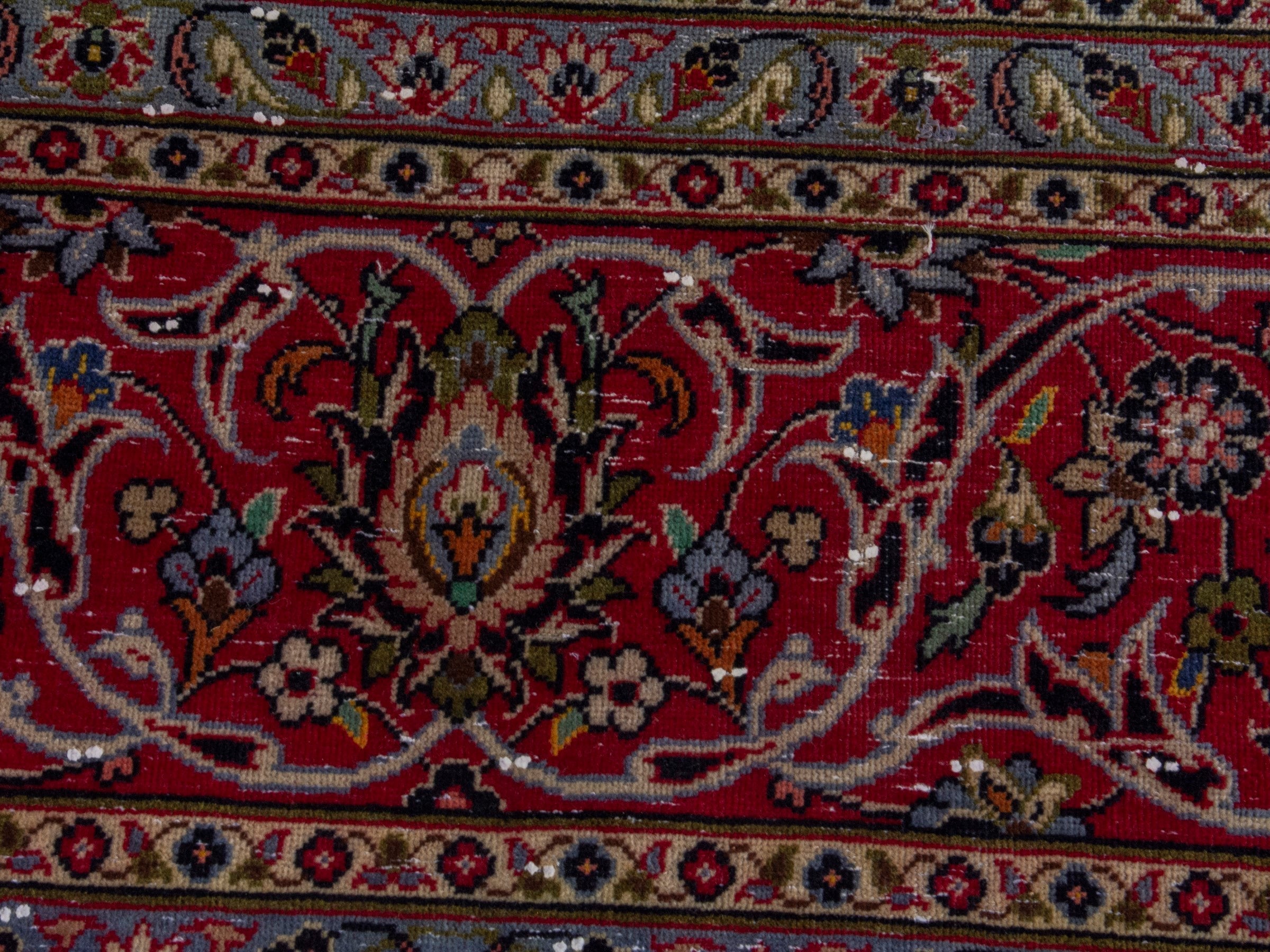 Persian Kashan oversized rug in charcoal and burgundy, view 11 of 19