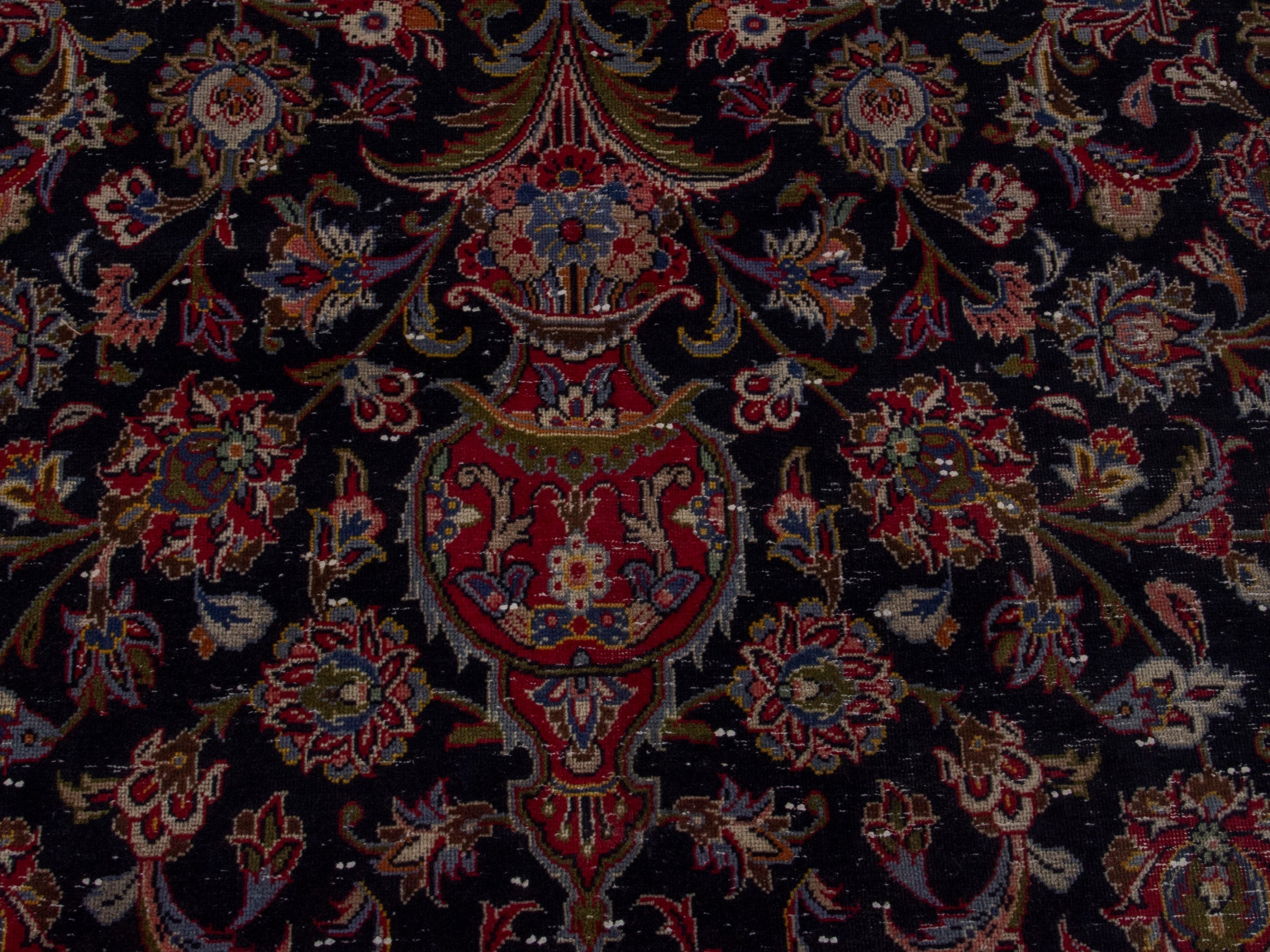 Persian Kashan oversized rug in charcoal and burgundy, view 12 of 19