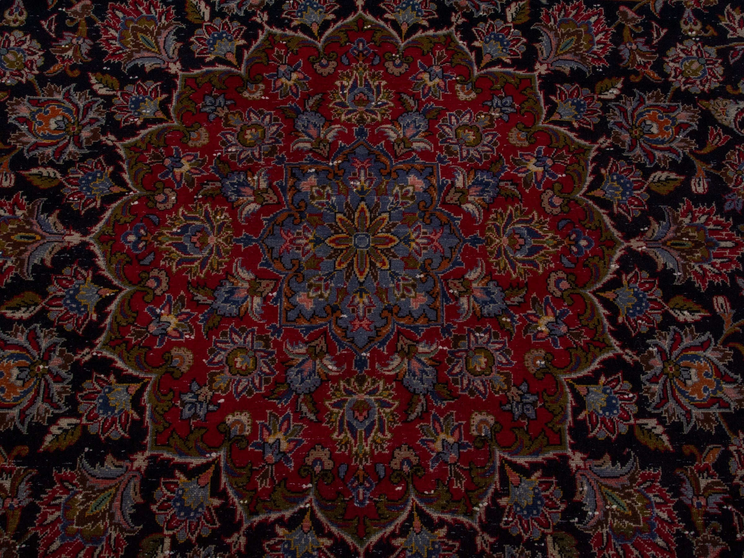 Persian Kashan oversized rug in charcoal and burgundy, view 13 of 19