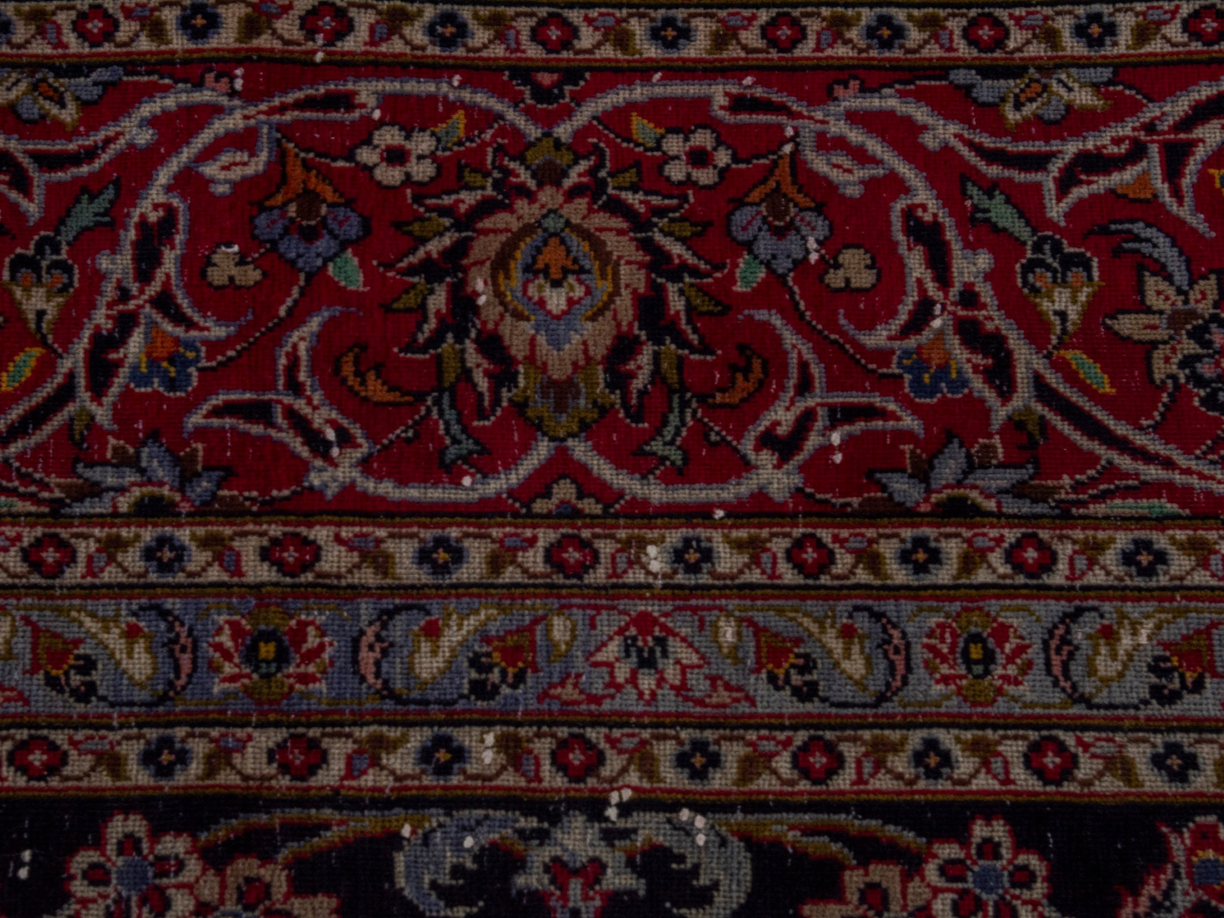 Persian Kashan oversized rug in charcoal and burgundy, view 14 of 19