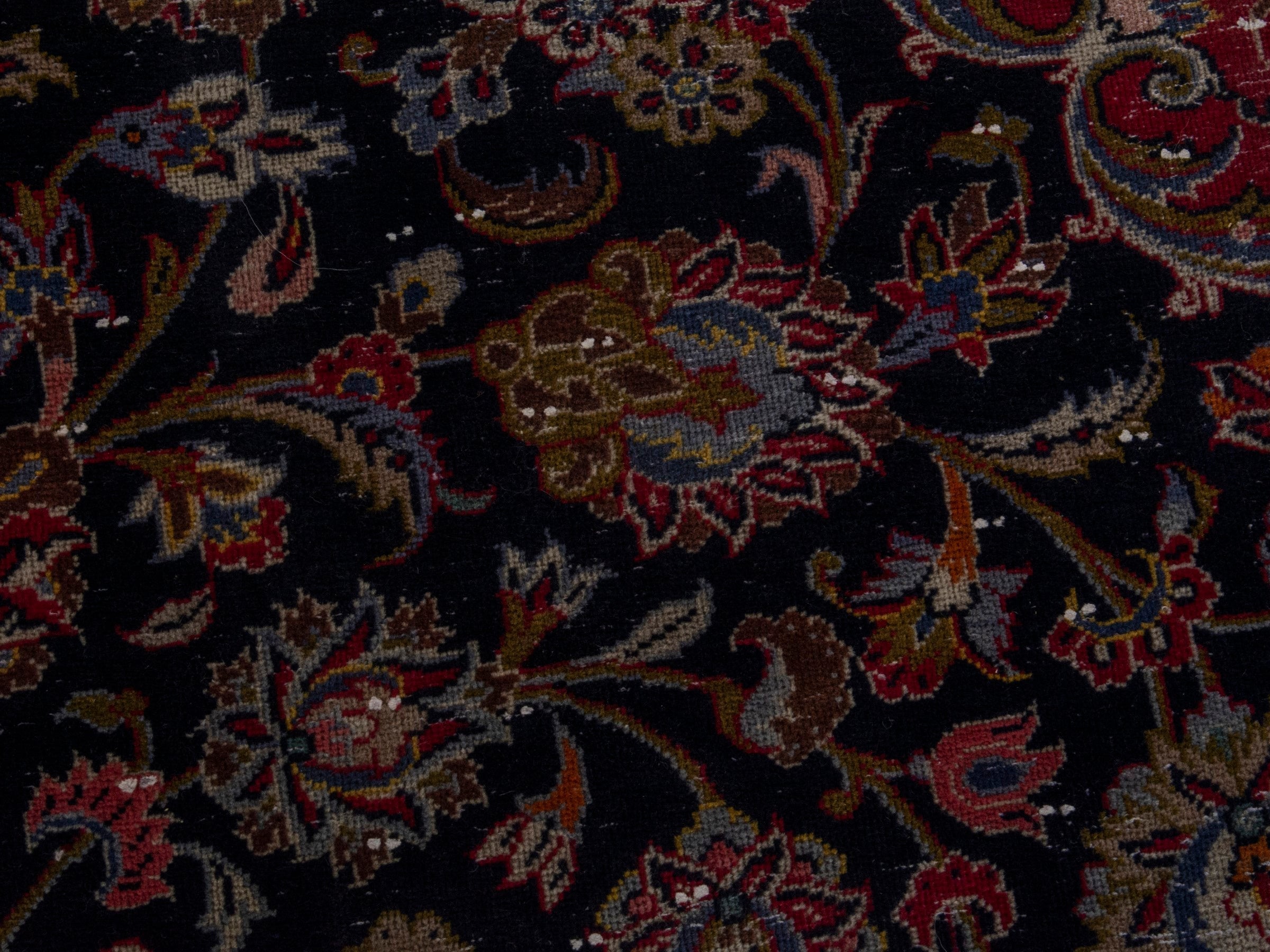Persian Kashan oversized rug in charcoal and burgundy, view 15 of 19