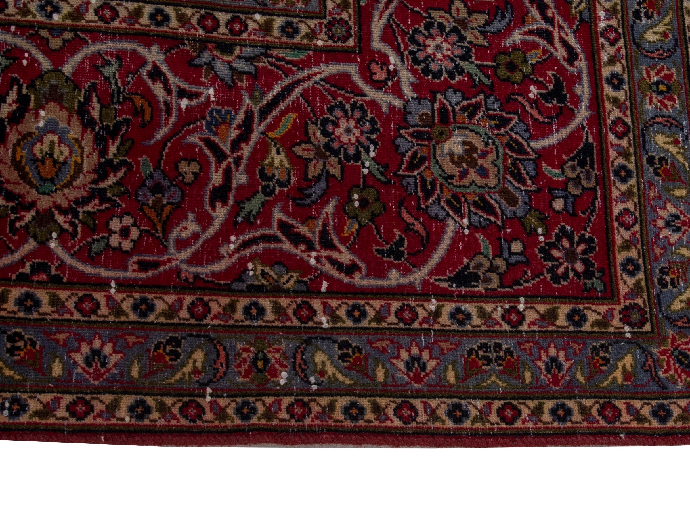 Persian Kashan oversized rug in charcoal and burgundy, view 5 of 19