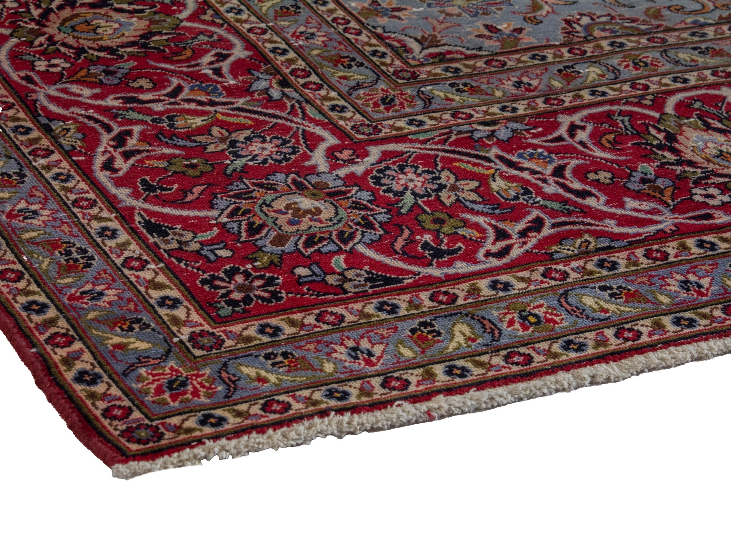 Persian Kashan oversized rug in charcoal and burgundy, view 6 of 19