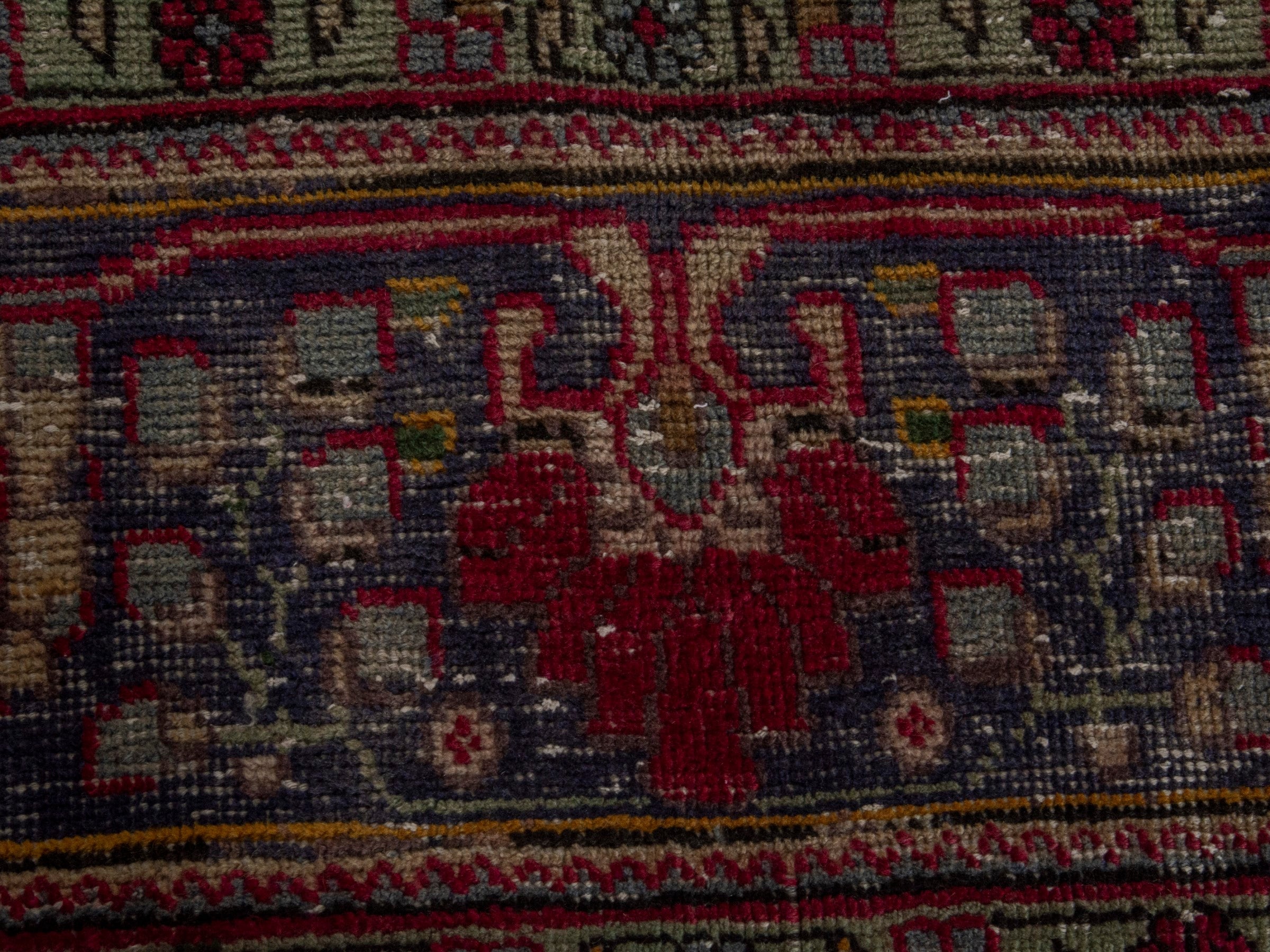 Persian Tabriz area rug in burgundy and navy, view 11 of 20