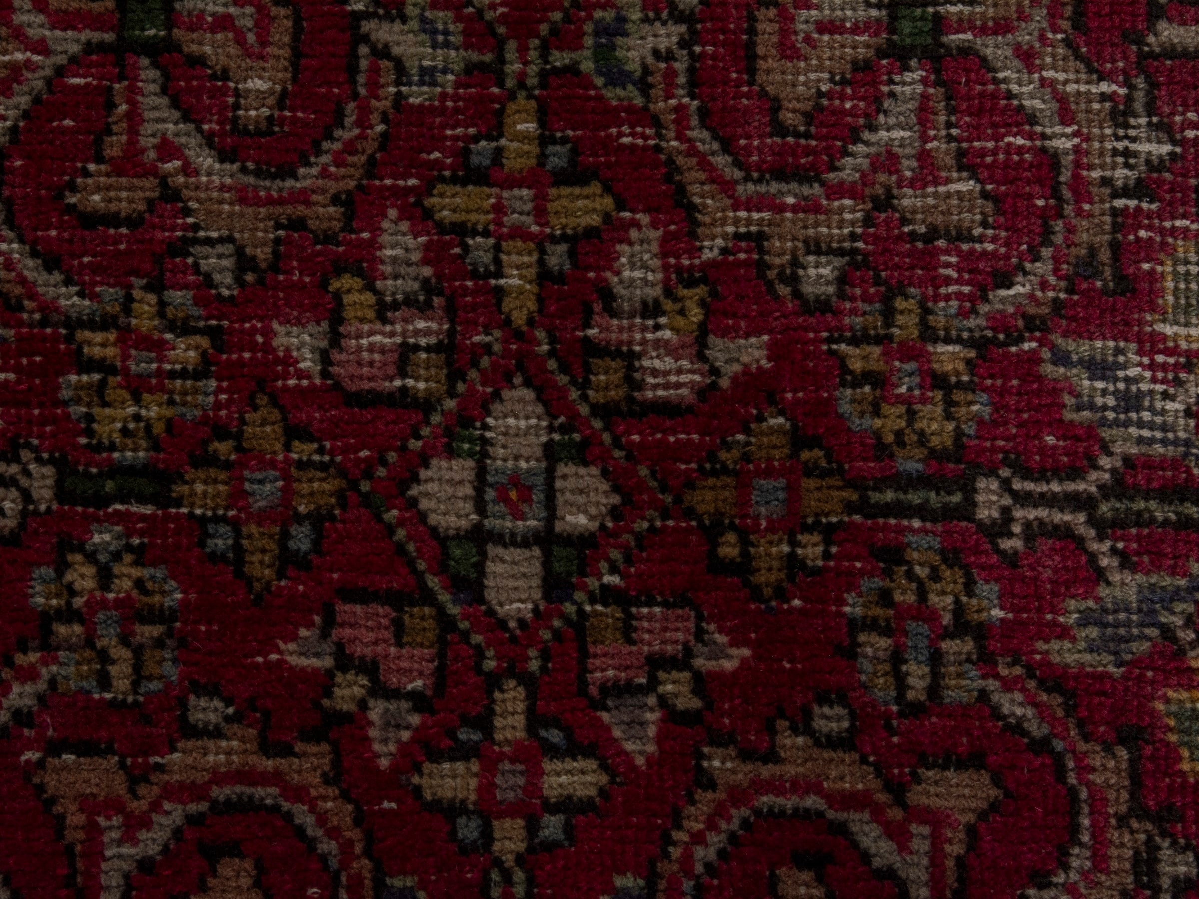 Persian Tabriz area rug in burgundy and navy, view 12 of 20