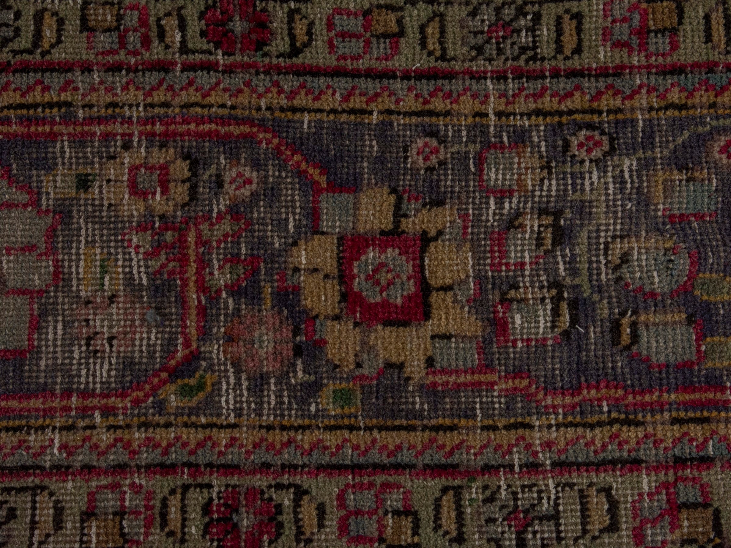 Persian Tabriz area rug in burgundy and navy, view 14 of 20
