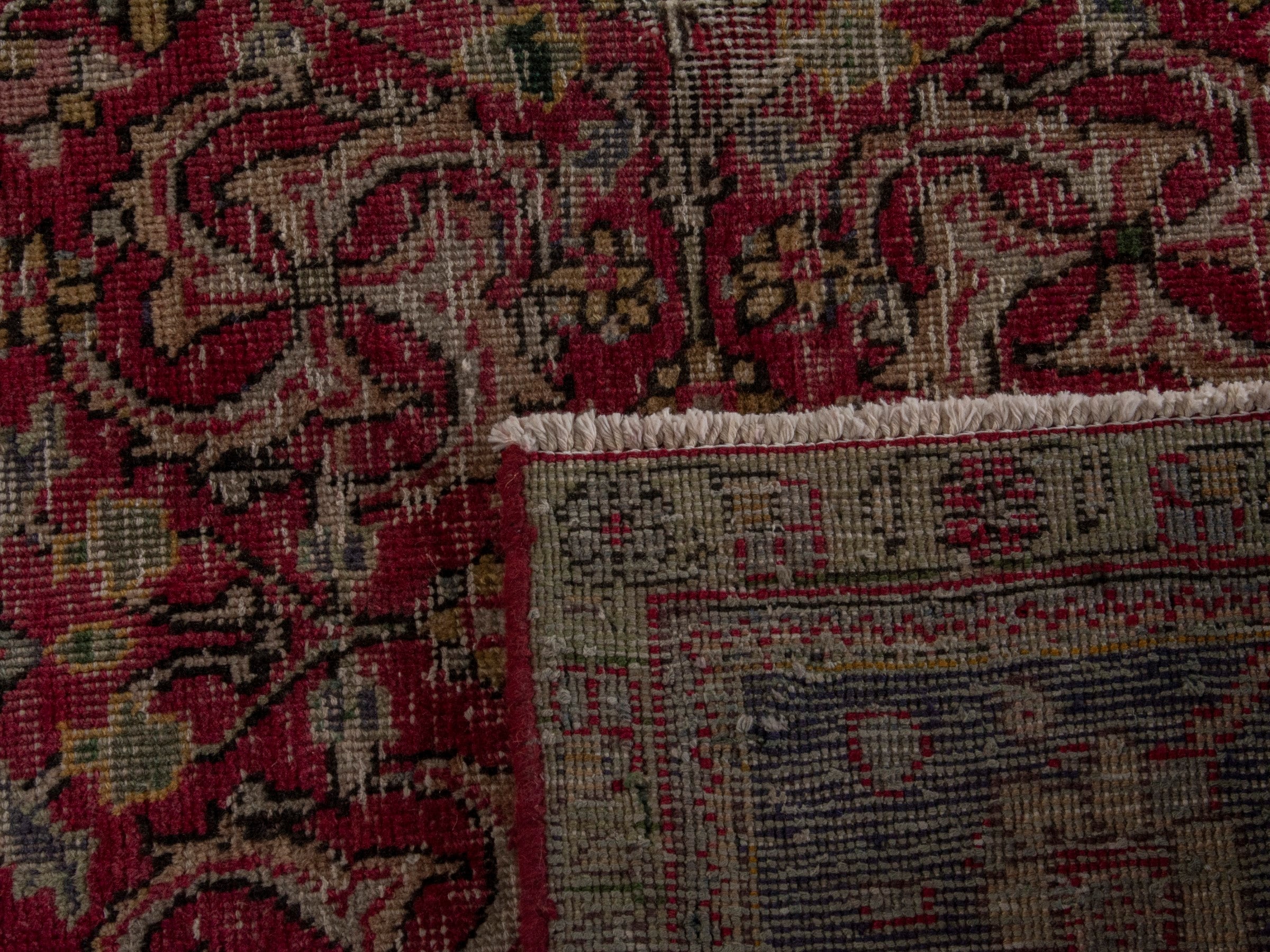 Persian Tabriz area rug in burgundy and navy, view 20 of 20