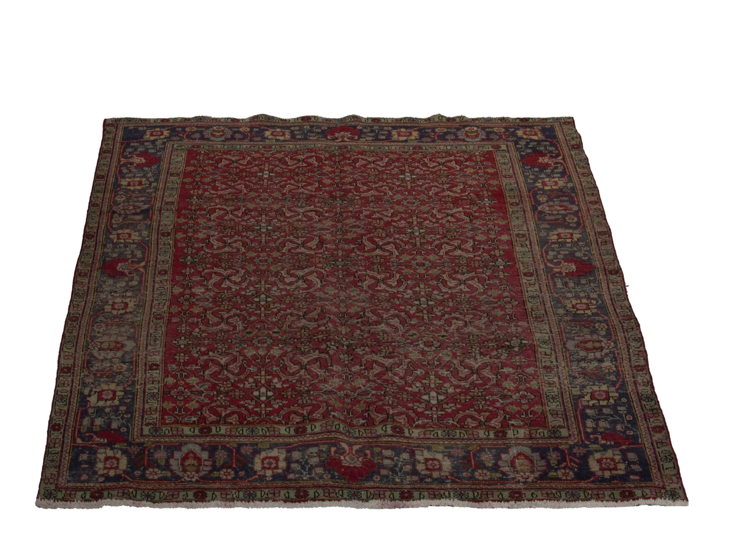 Persian Tabriz area rug in burgundy and navy, view 2 of 20