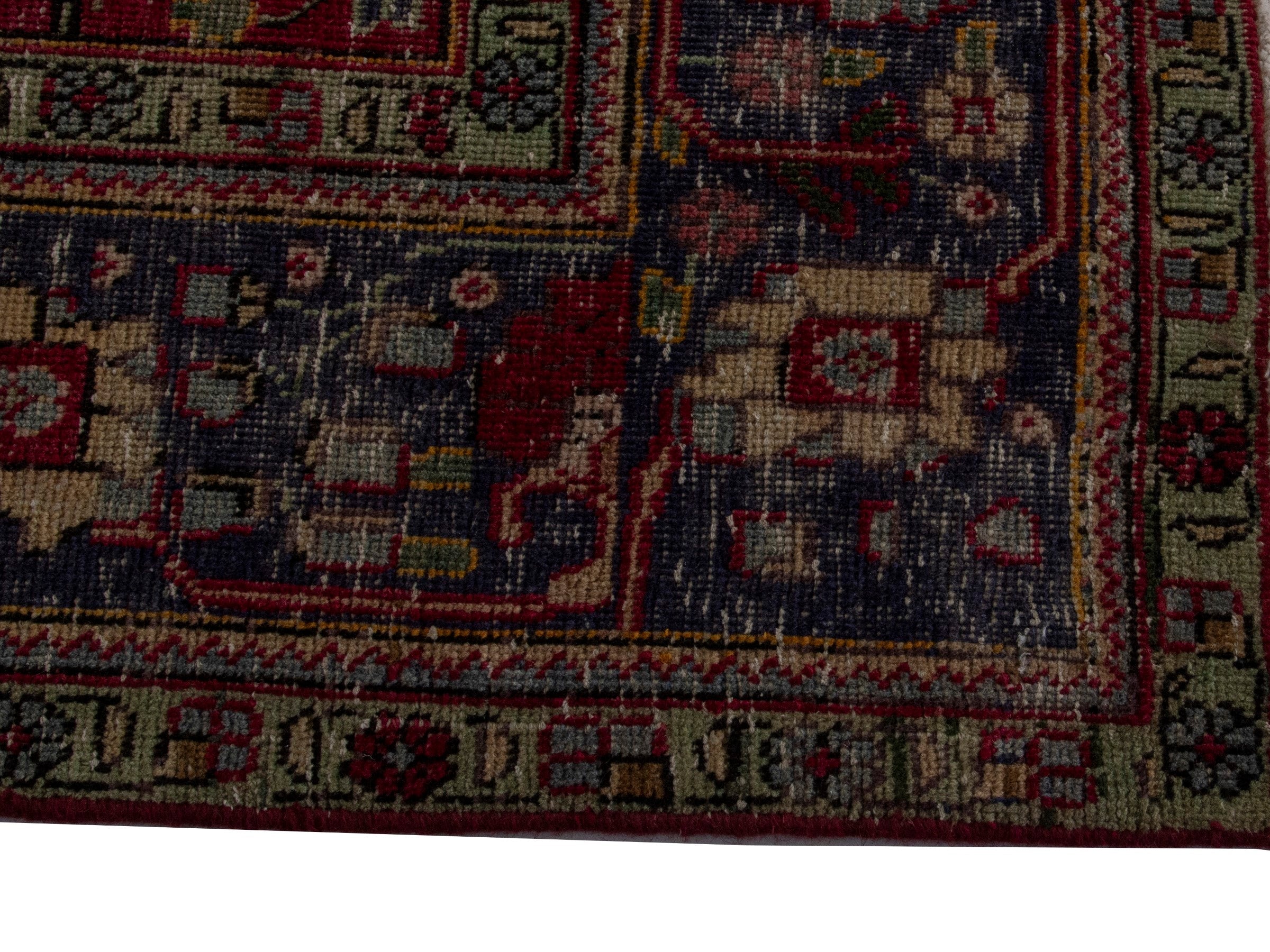 Persian Tabriz area rug in burgundy and navy, view 5 of 20