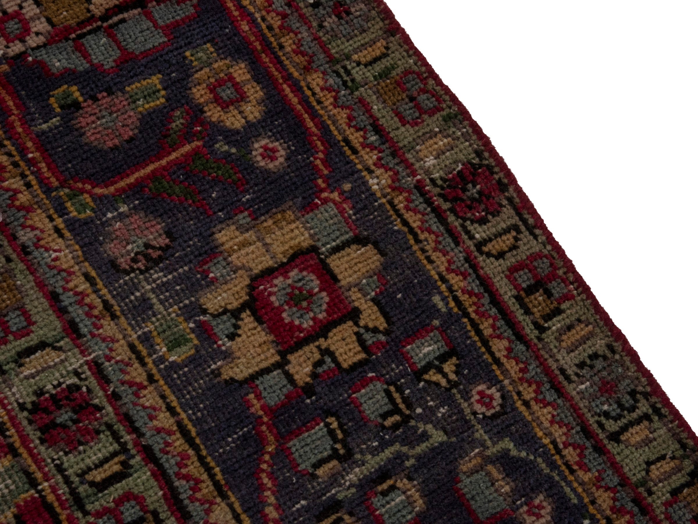 Persian Tabriz area rug in burgundy and navy, view 7 of 20