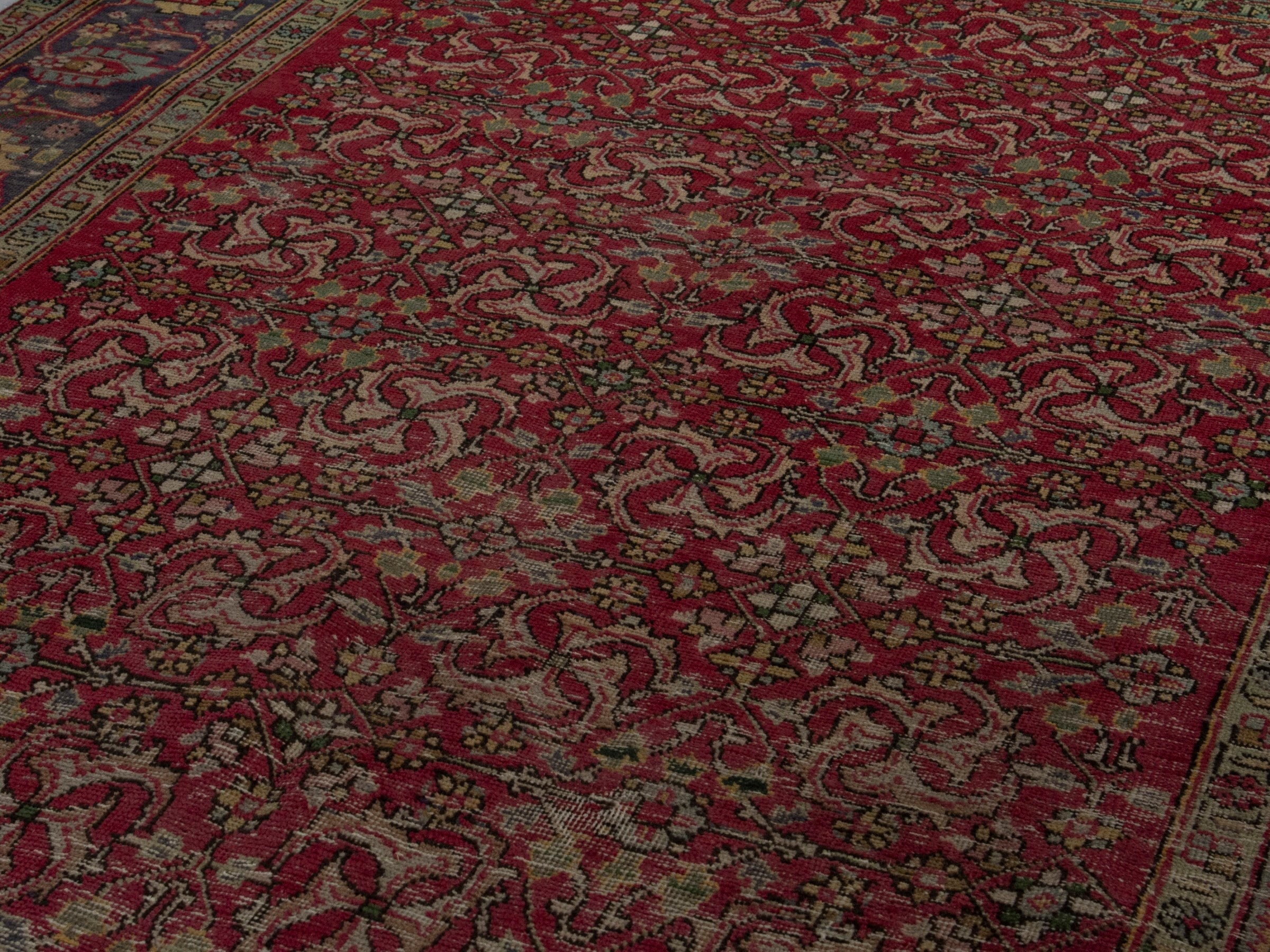 Persian Tabriz area rug in burgundy and navy, view 9 of 20