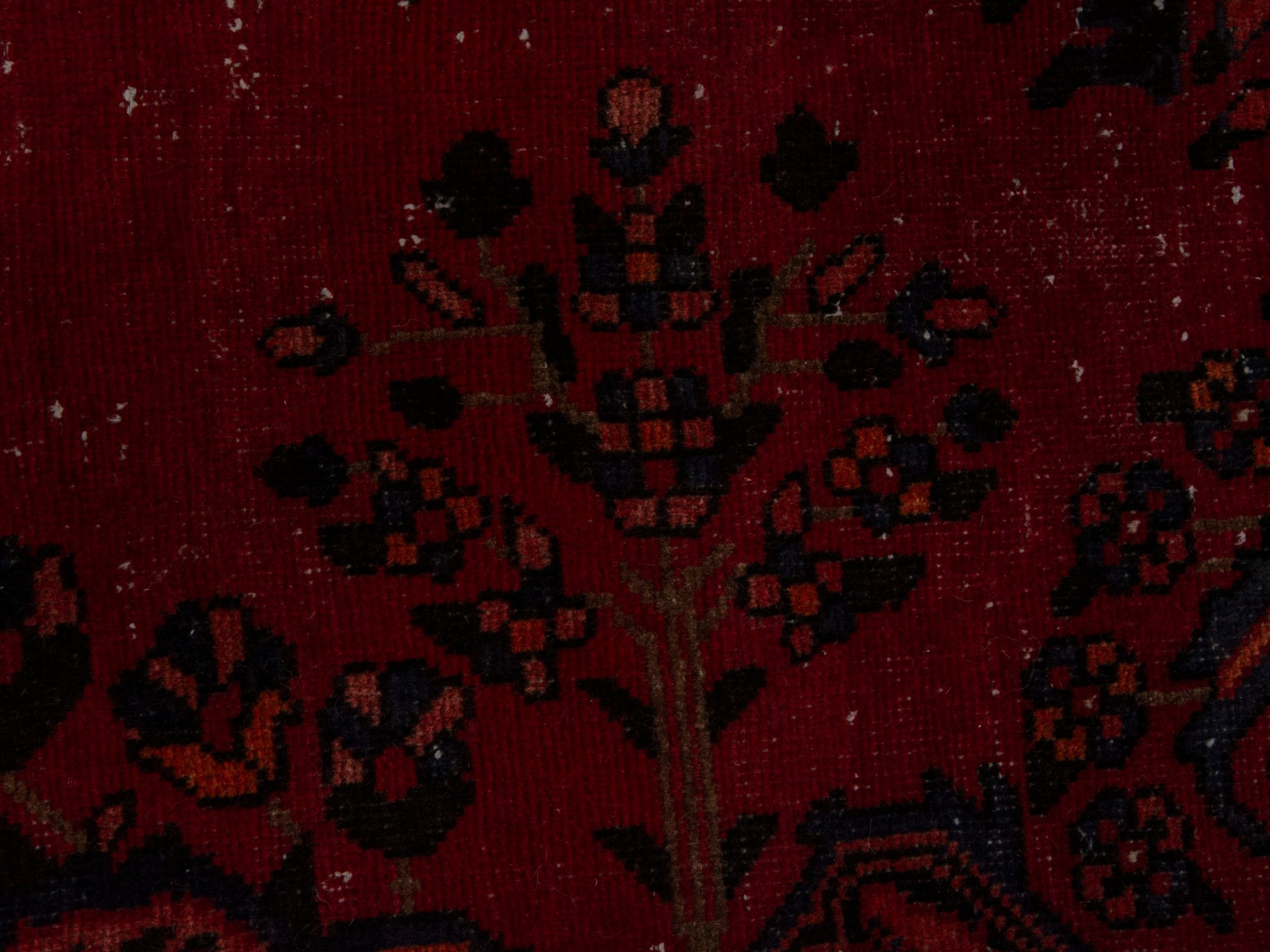 Persian Ferdos area rug in deep red and cream, view 12 of 20