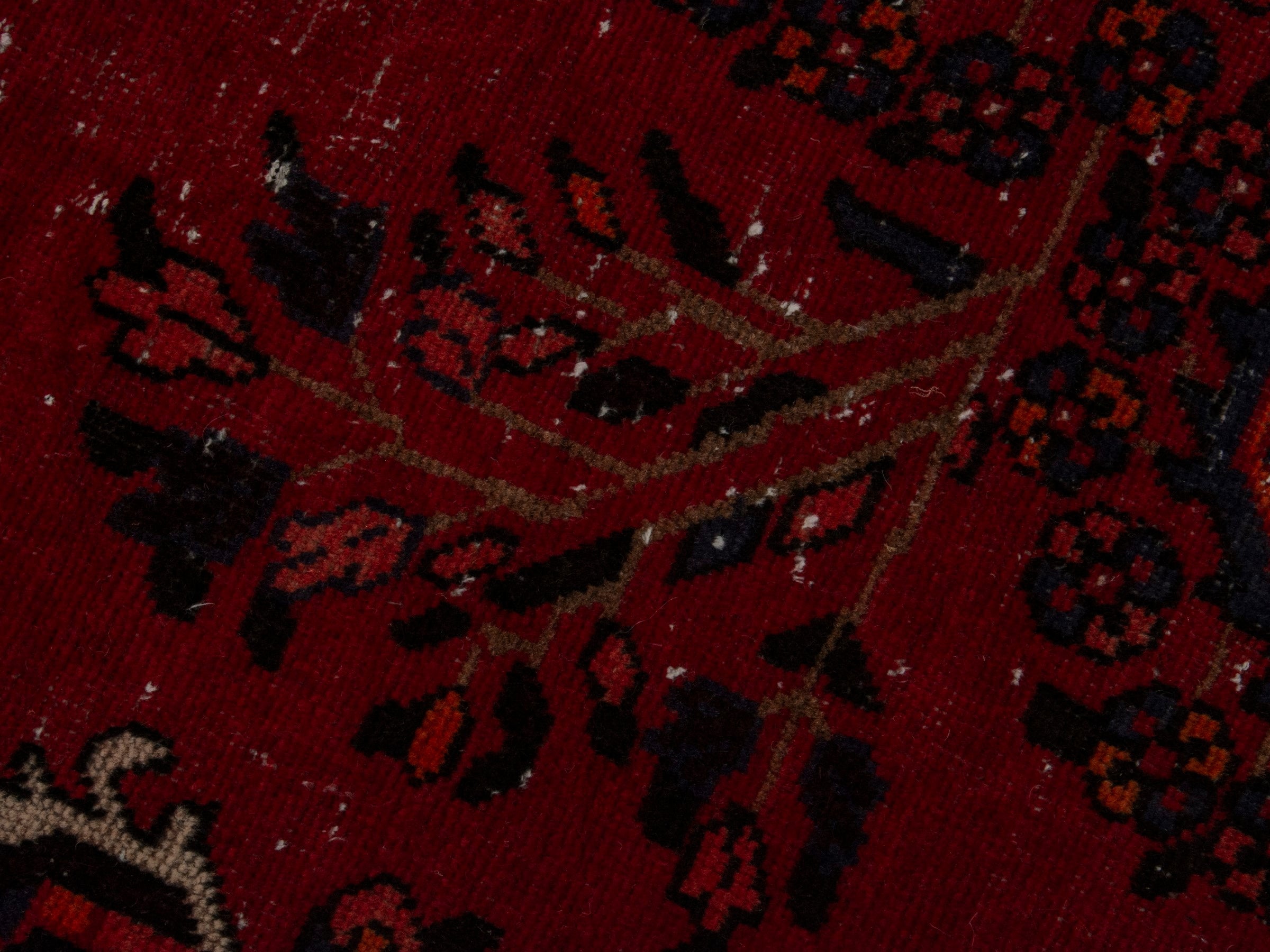 Persian Ferdos area rug in deep red and cream, view 14 of 20
