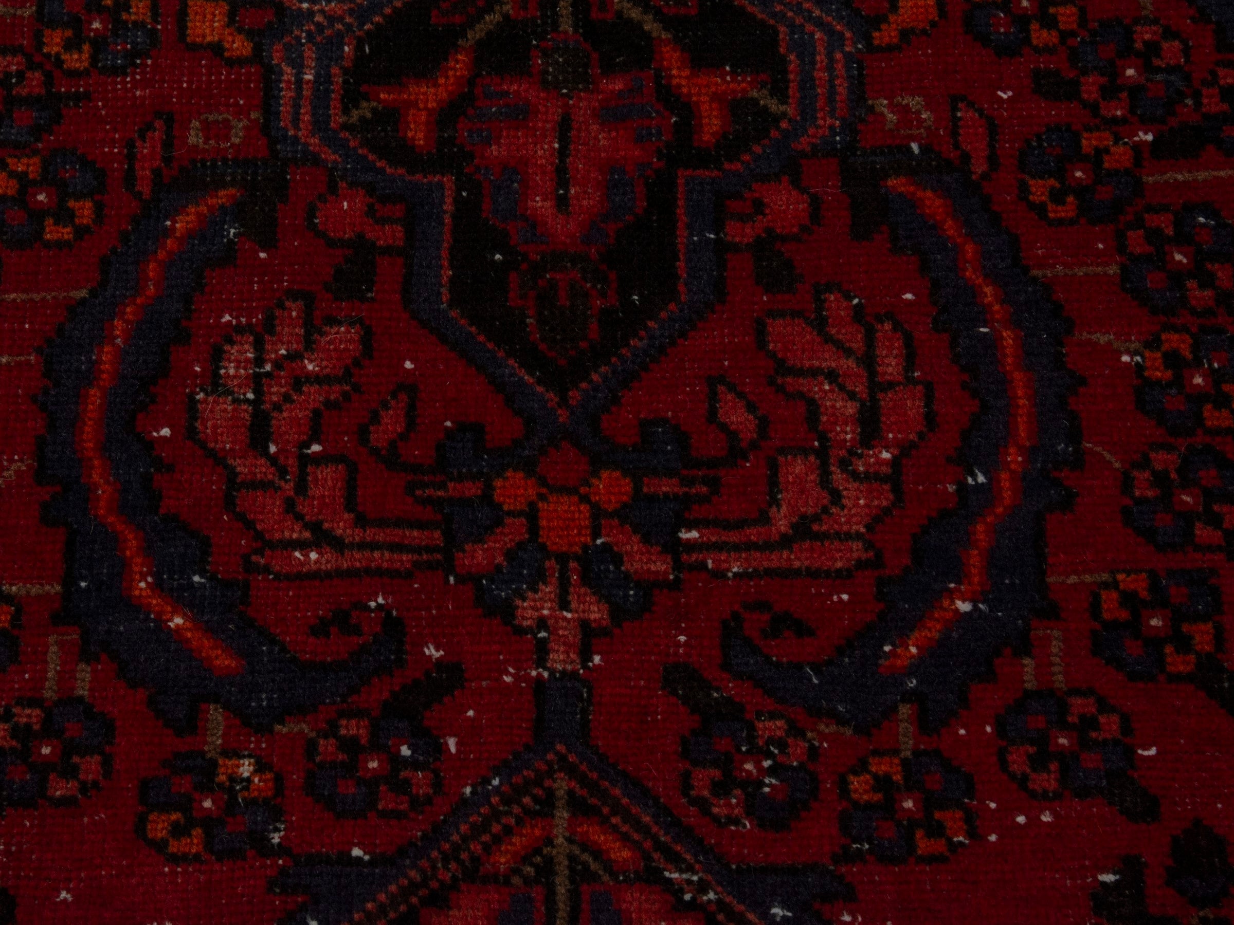 Persian Ferdos area rug in deep red and cream, view 15 of 20