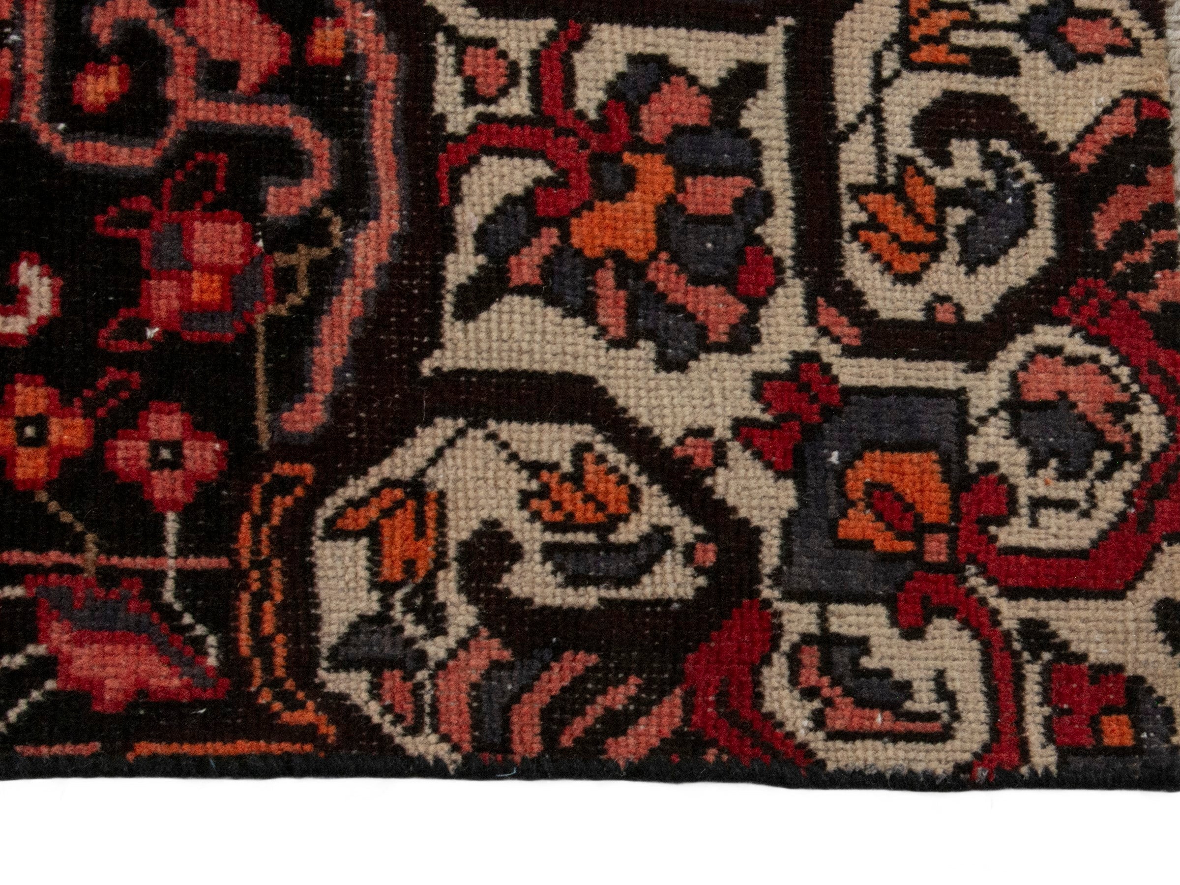 Persian Ferdos area rug in deep red and cream, view 5 of 20