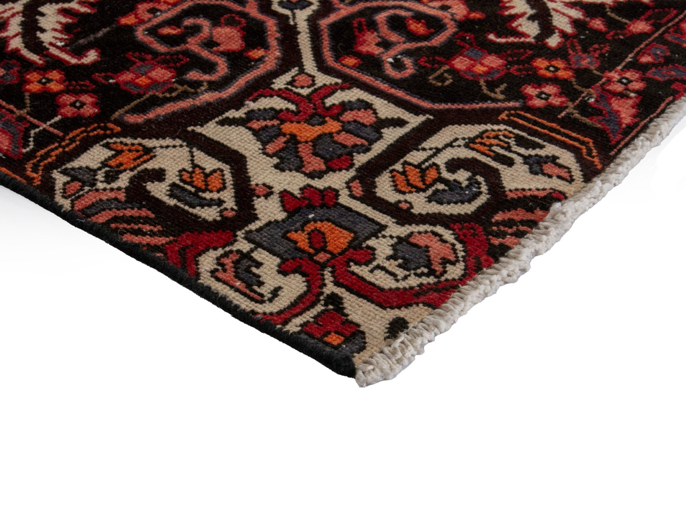 Persian Ferdos area rug in deep red and cream, view 6 of 20