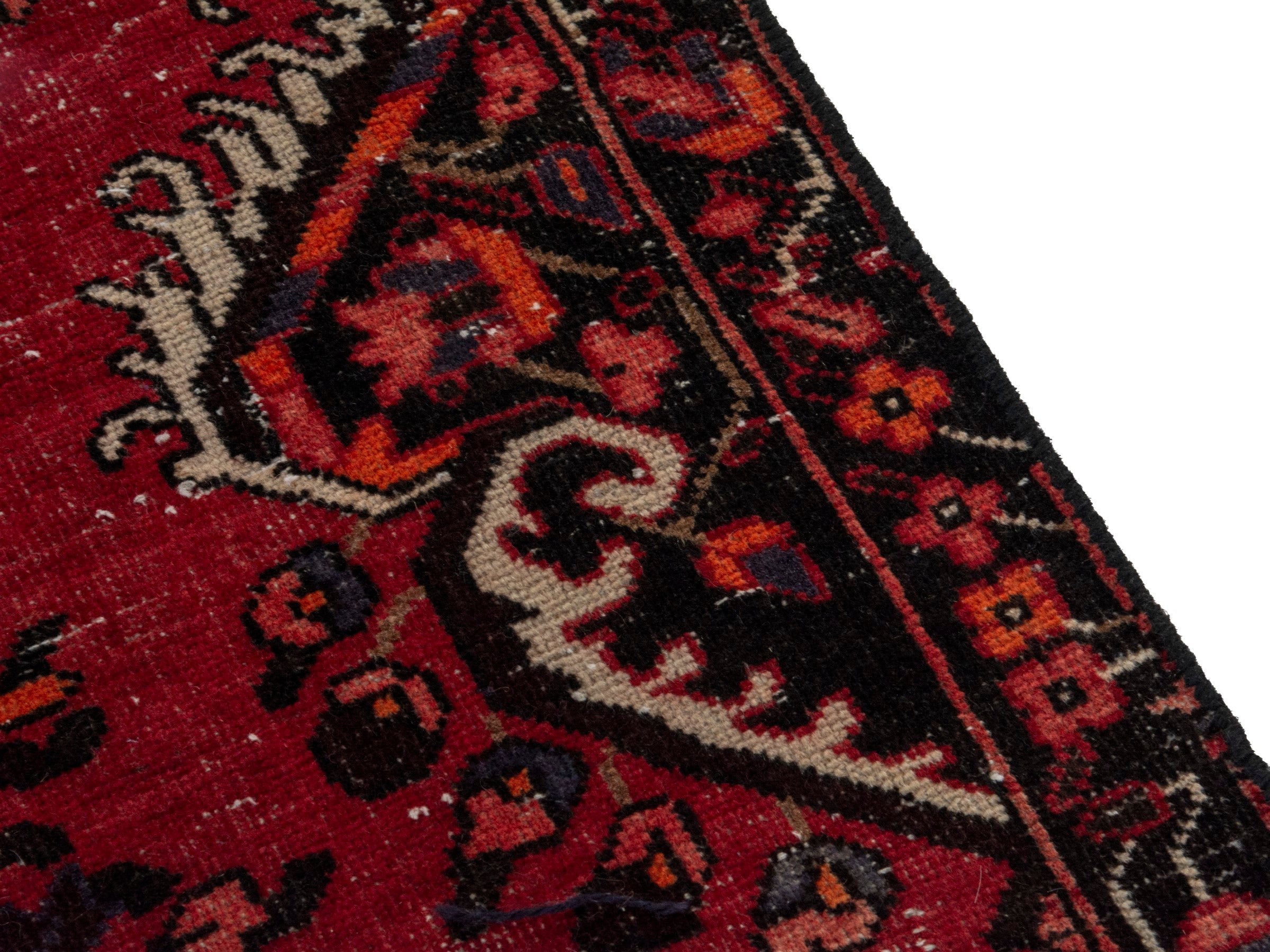 Persian Ferdos area rug in deep red and cream, view 7 of 20