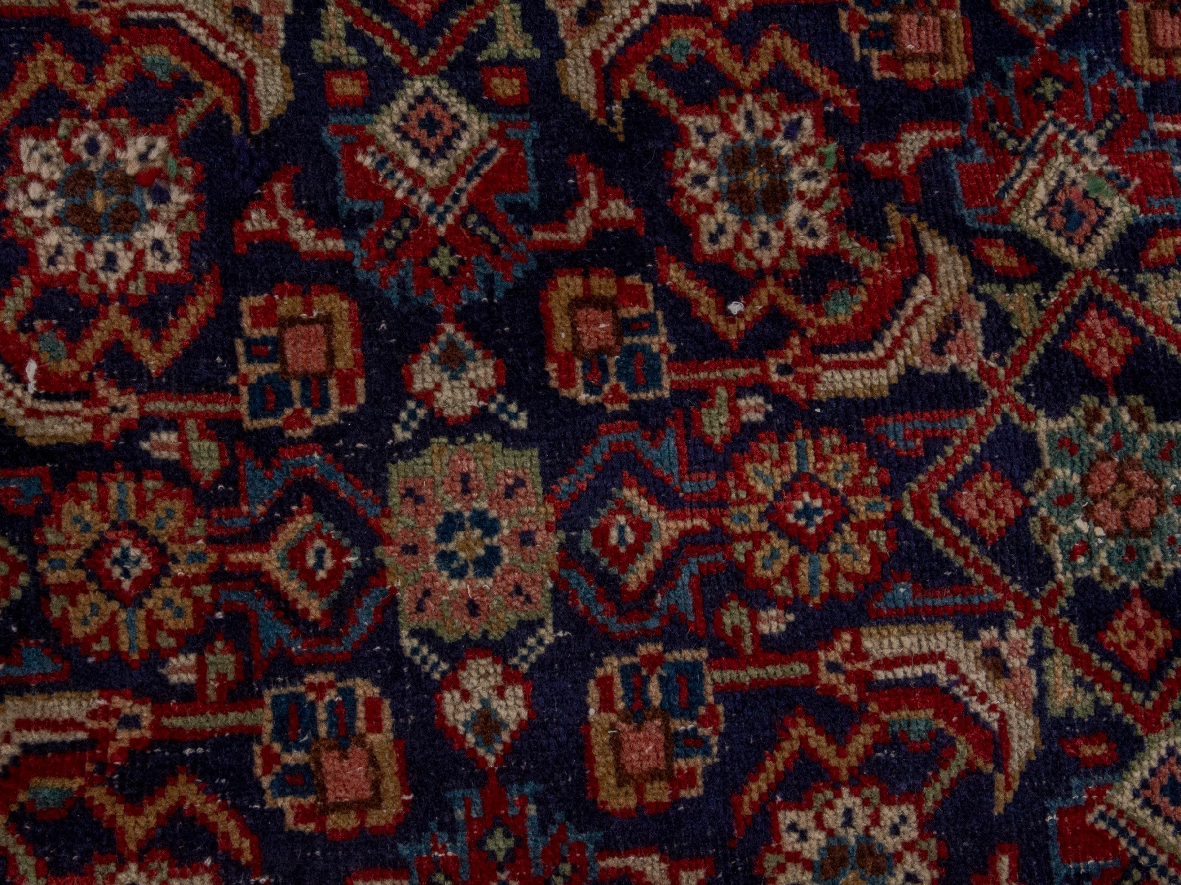 Persian Mahal oversized rug in navy and deep red, view 12 of 20