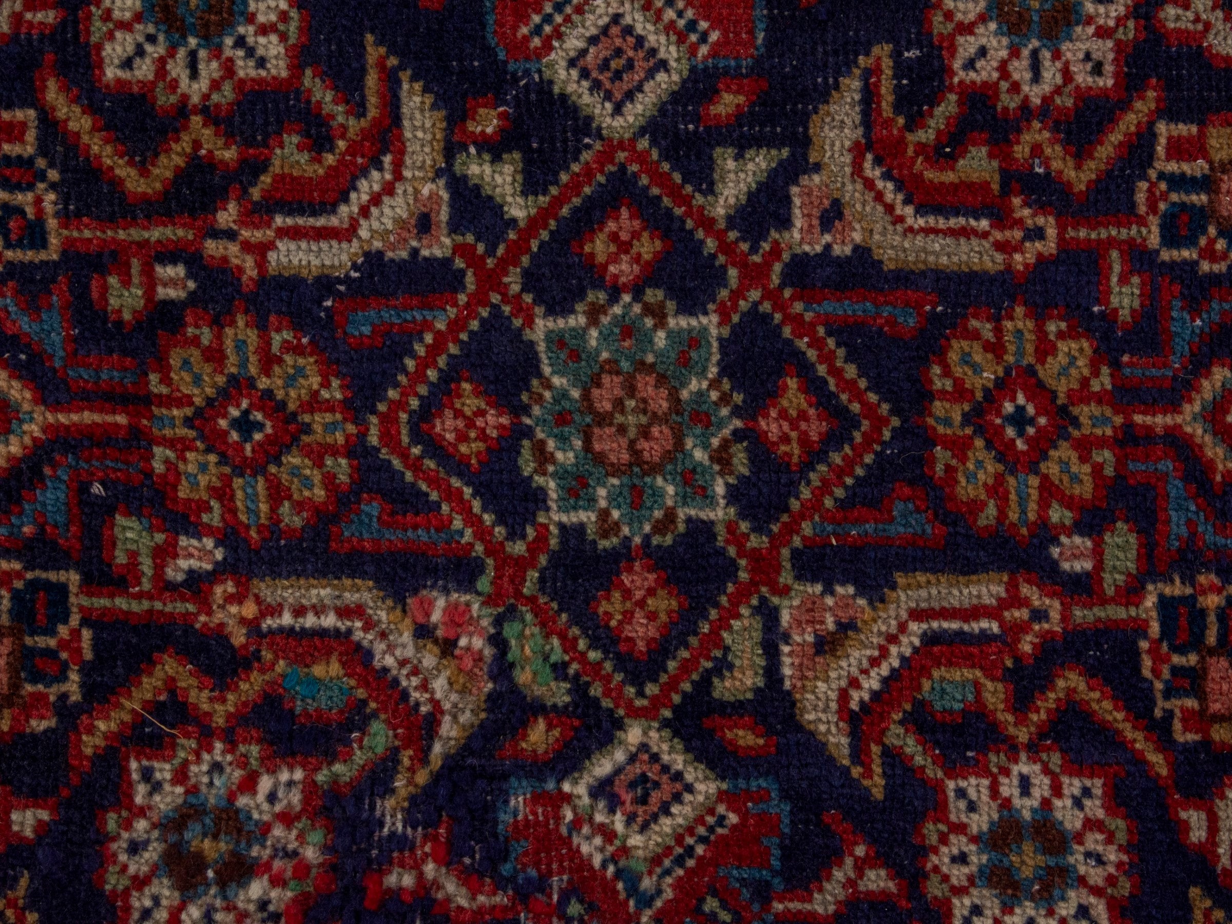 Persian Mahal oversized rug in navy and deep red, view 13 of 20