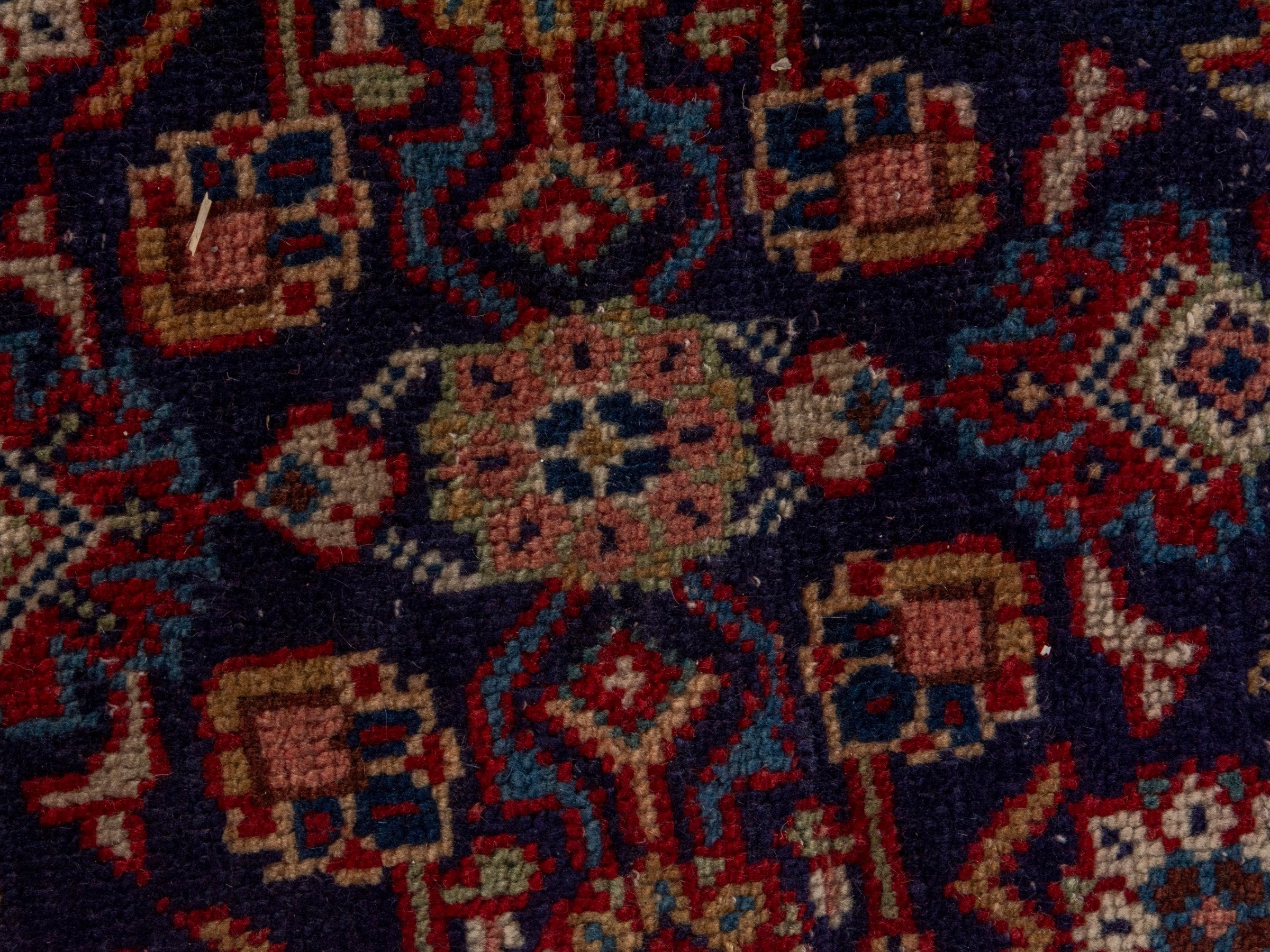 Persian Mahal oversized rug in navy and deep red, view 14 of 20