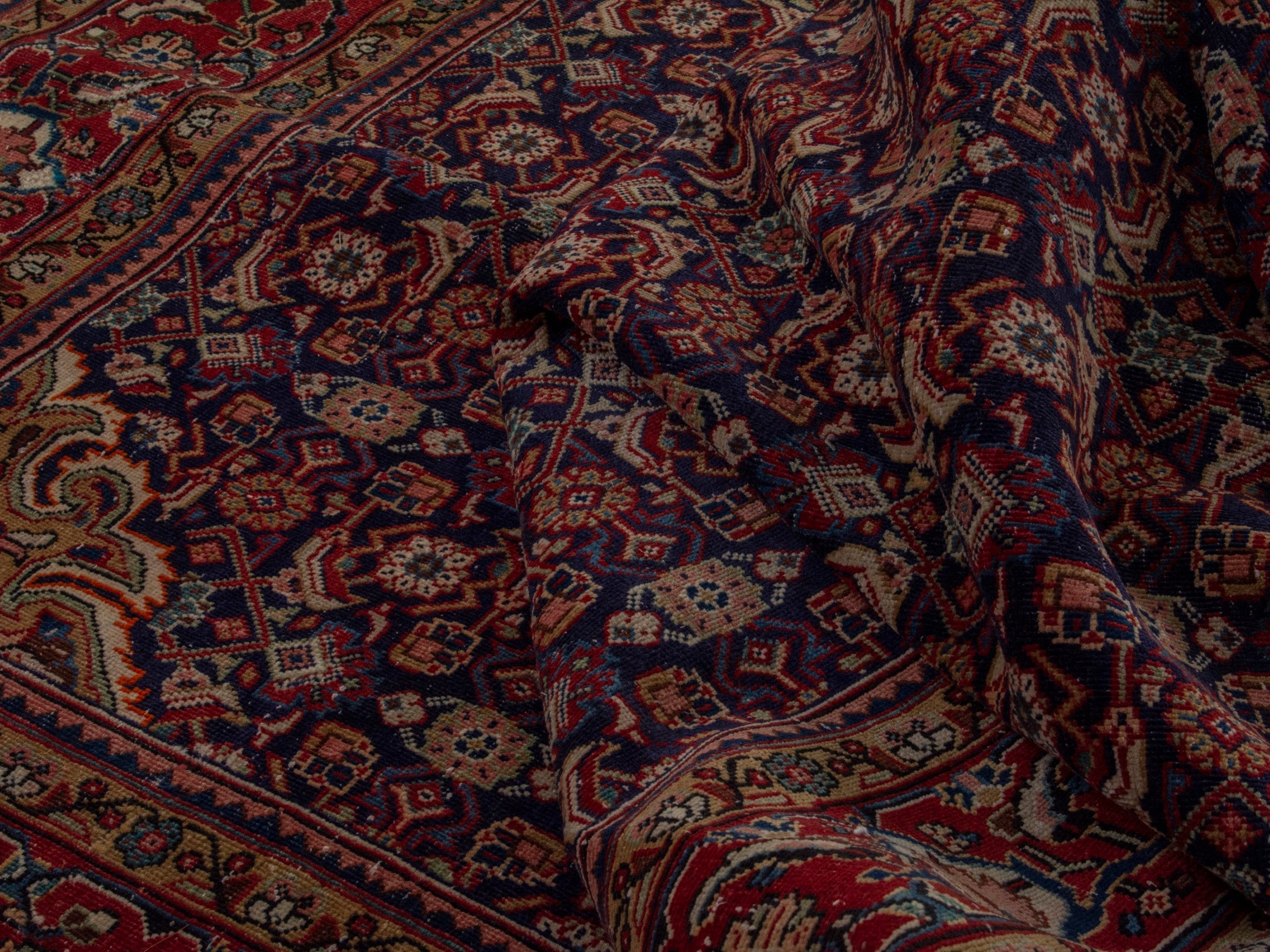 Persian Mahal oversized rug in navy and deep red, view 16 of 20