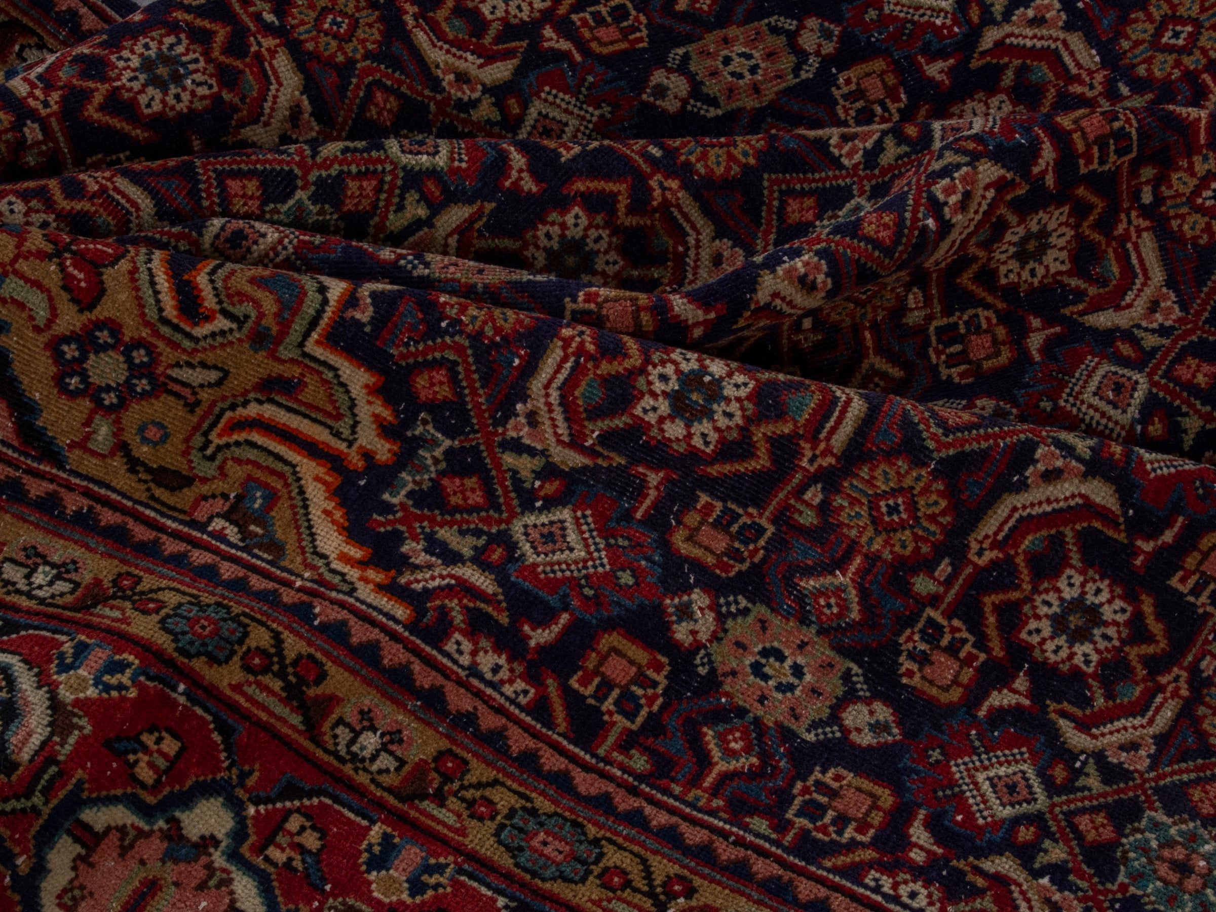 Persian Mahal oversized rug in navy and deep red, view 19 of 20