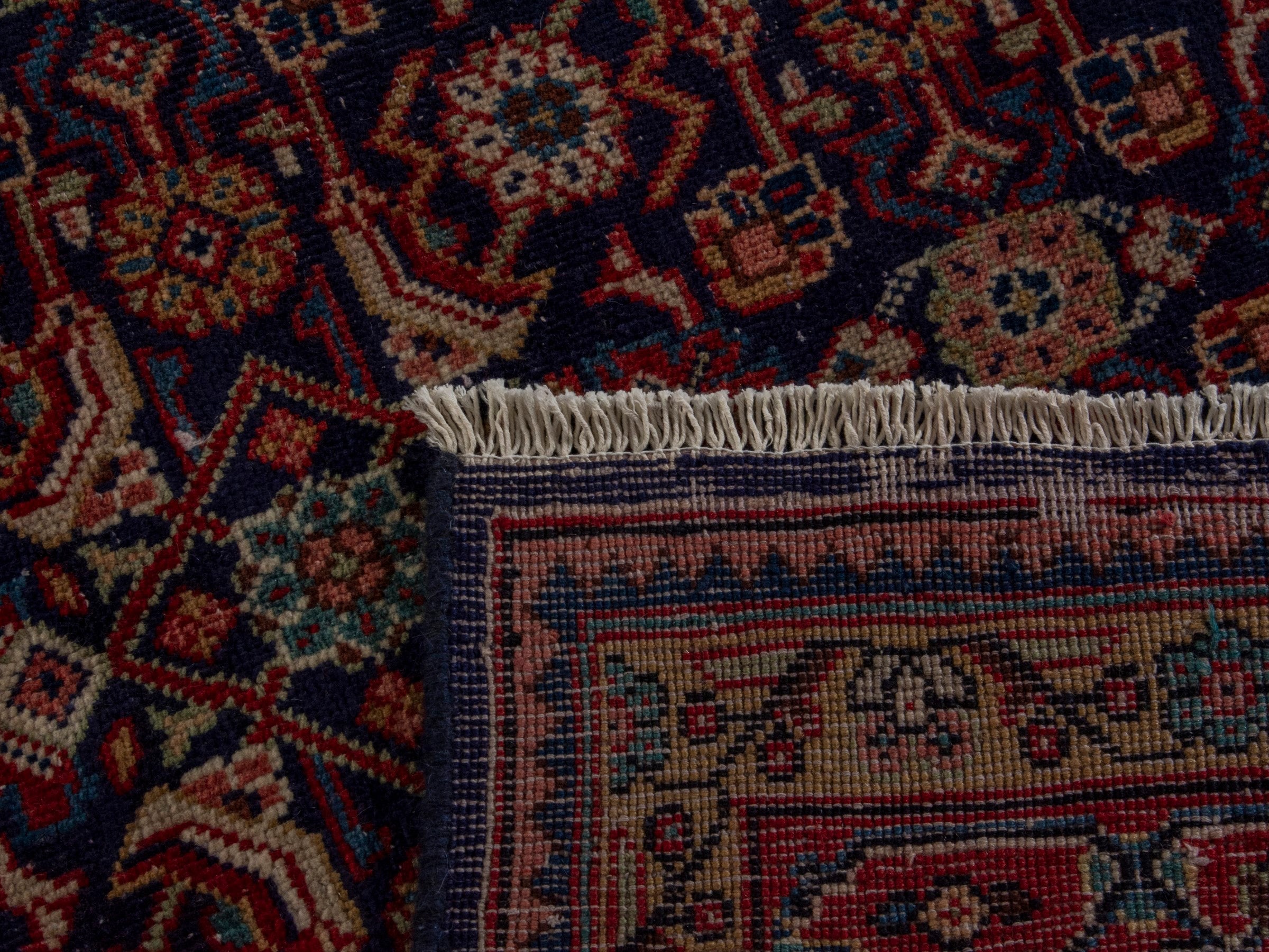 Persian Mahal oversized rug in navy and deep red, view 20 of 20