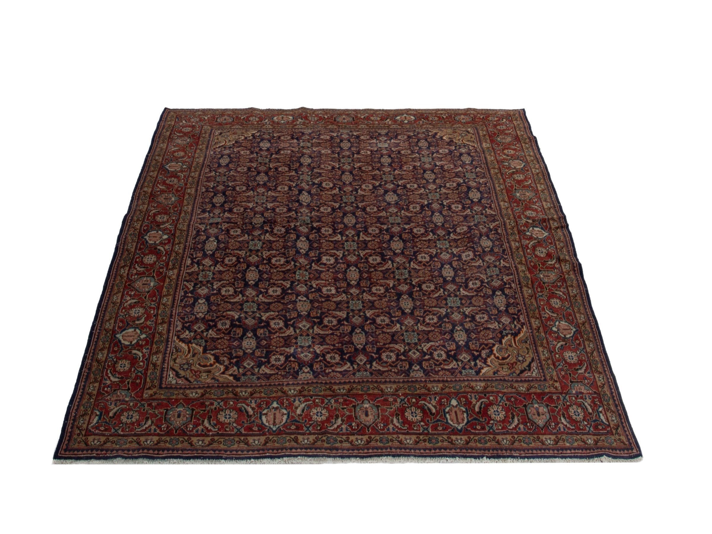 Persian Mahal oversized rug in navy and deep red, view 2 of 20