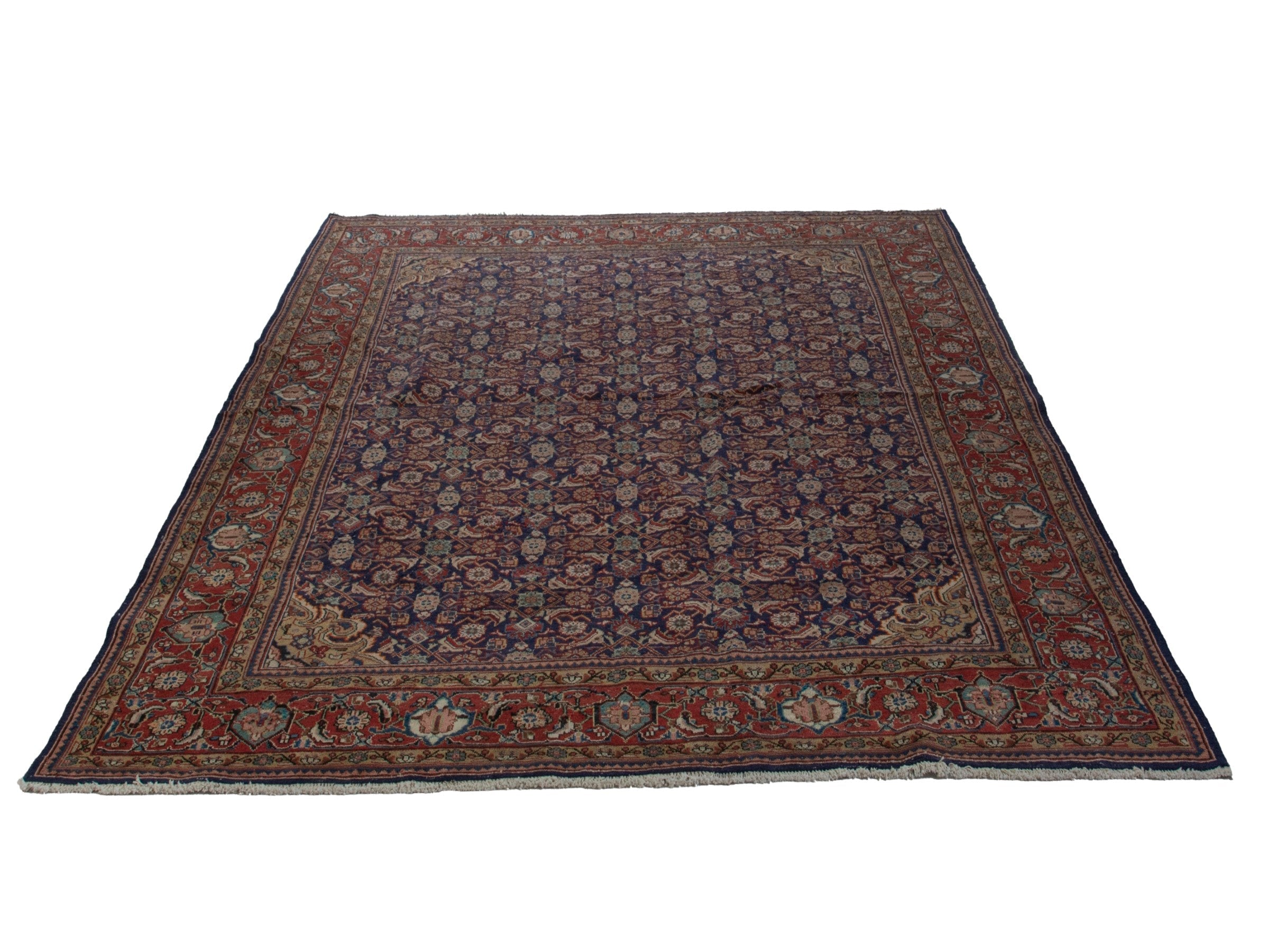 Persian Mahal oversized rug in navy and deep red, view 3 of 20