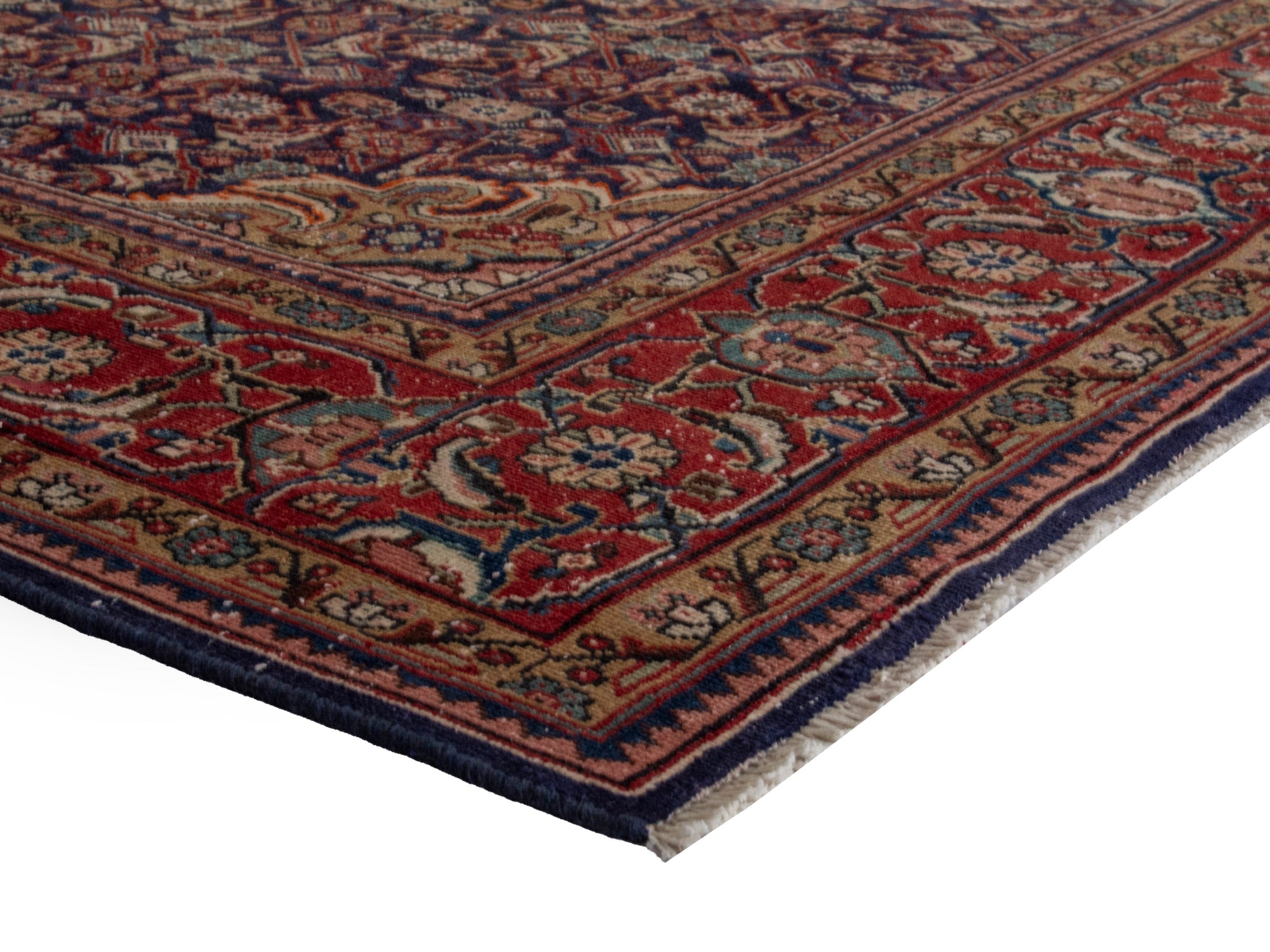 Persian Mahal oversized rug in navy and deep red, view 6 of 20