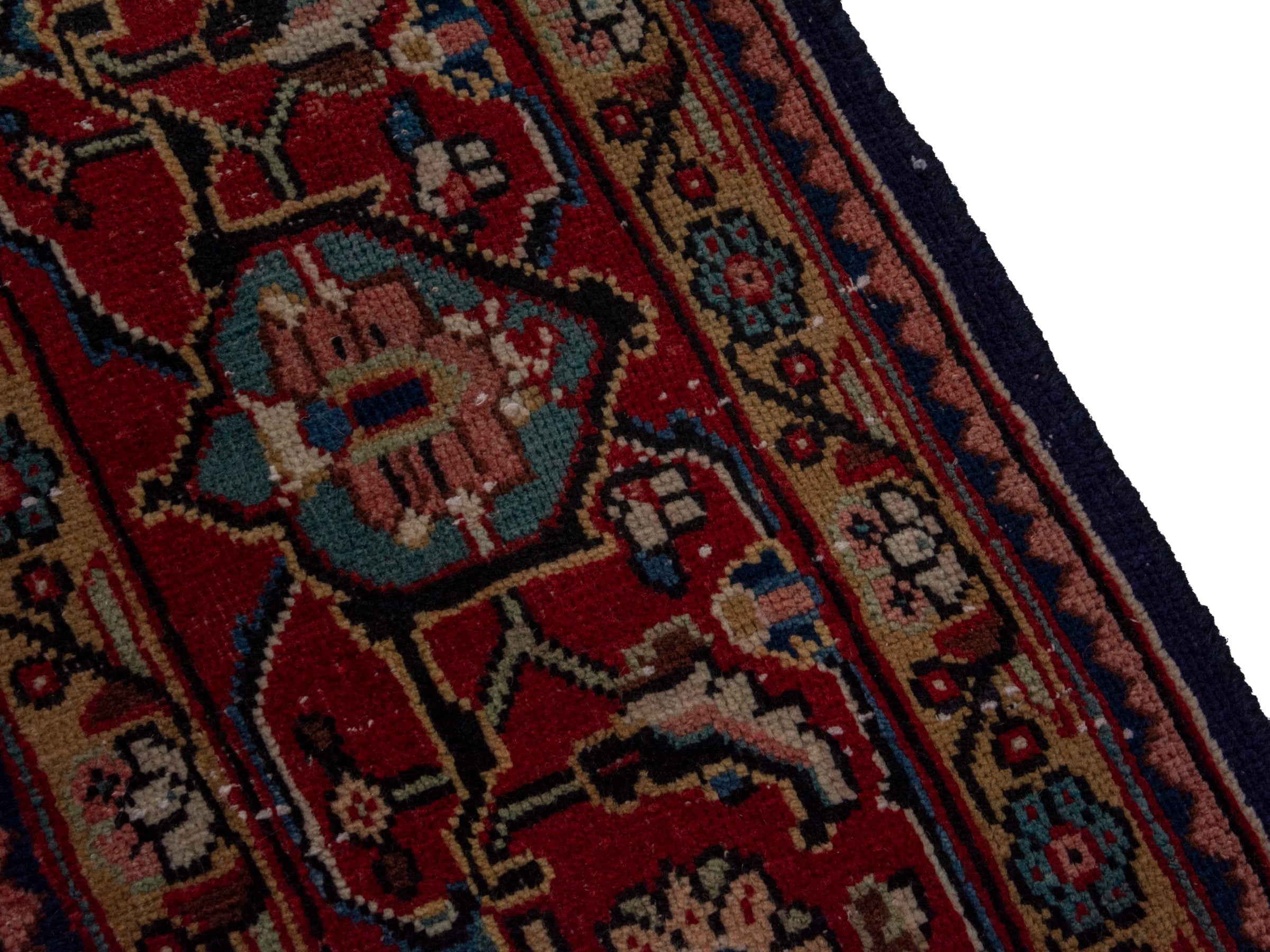 Persian Mahal oversized rug in navy and deep red, view 7 of 20