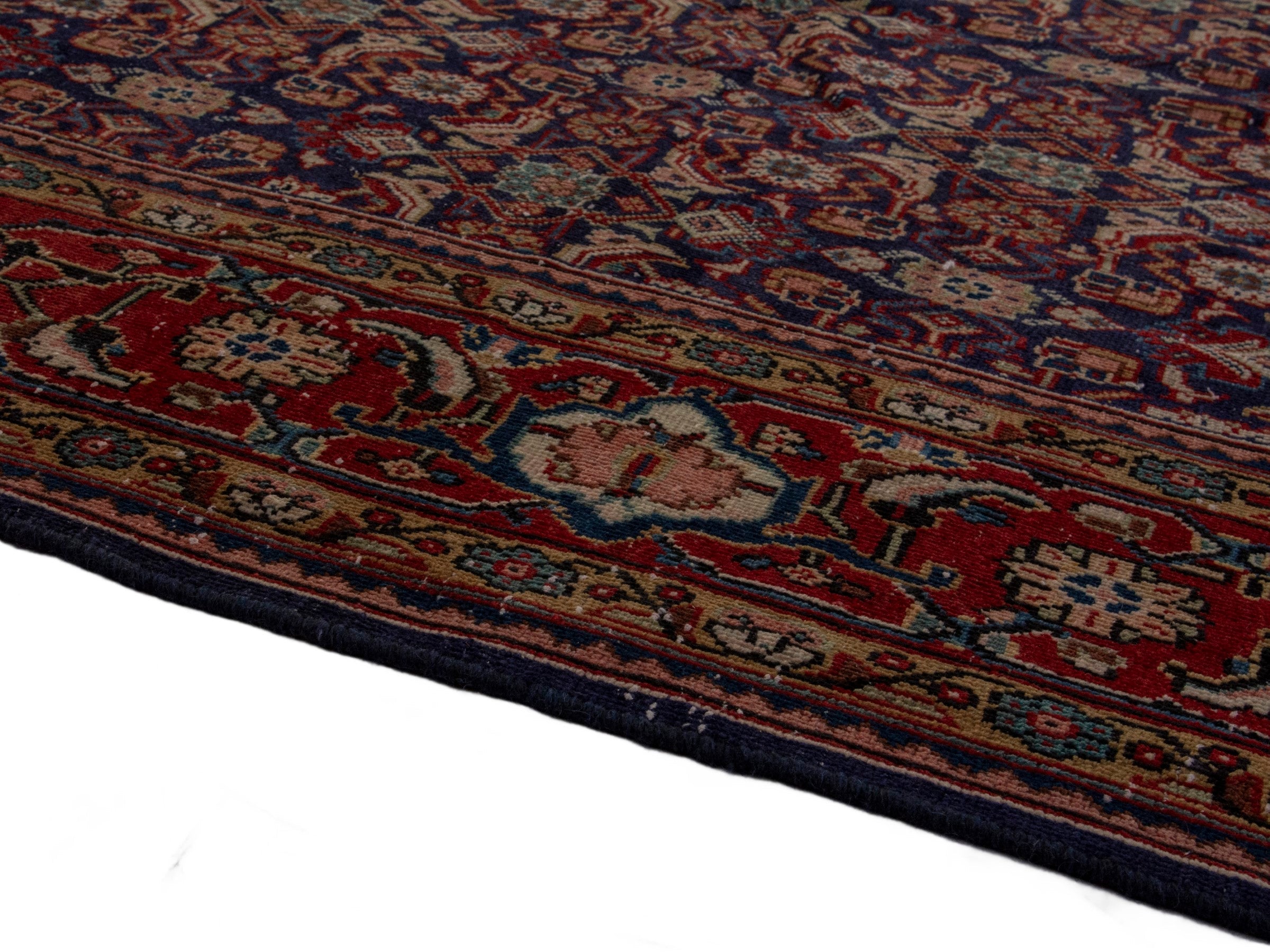 Persian Mahal oversized rug in navy and deep red, view 8 of 20