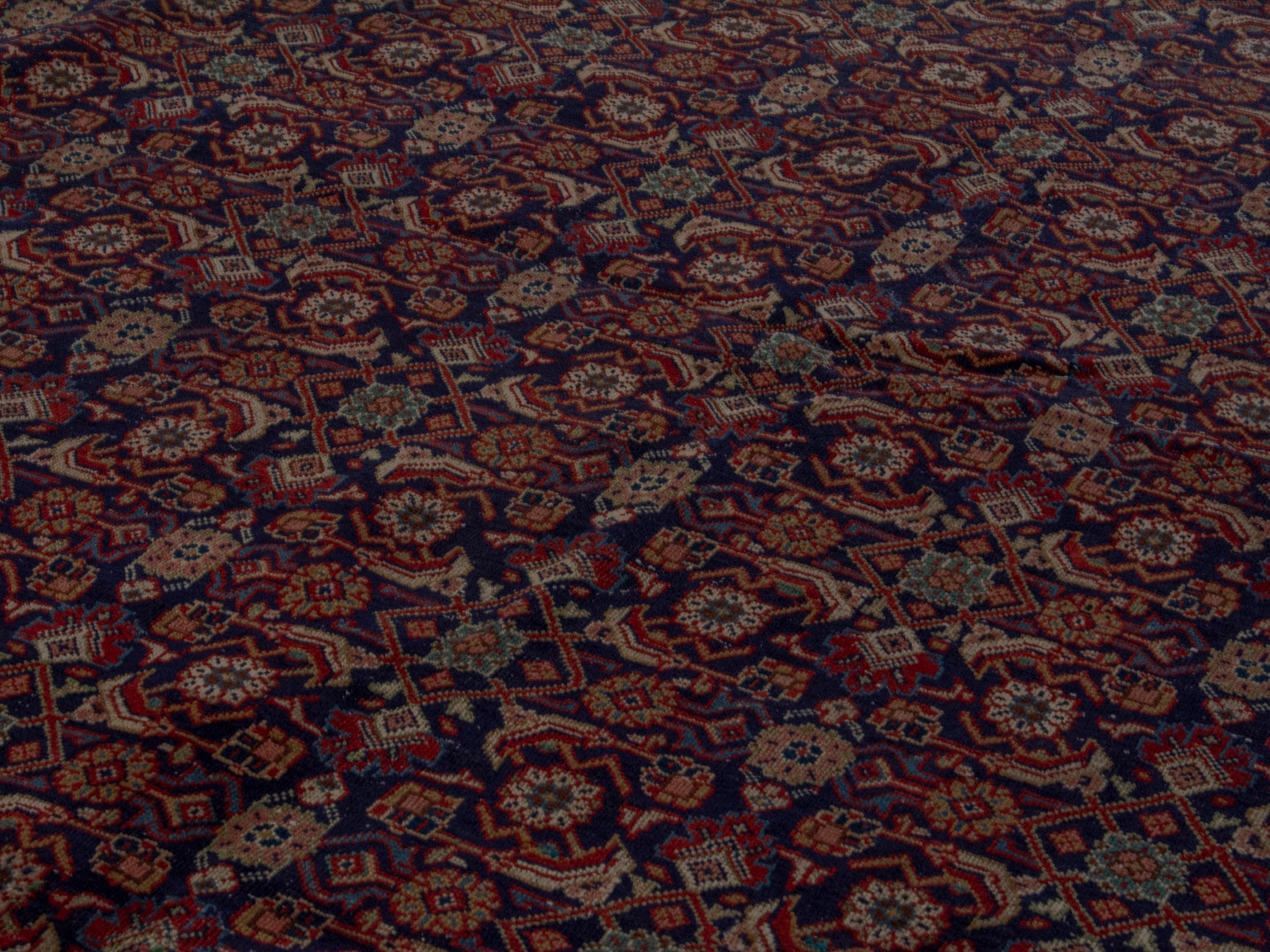 Persian Mahal oversized rug in navy and deep red, view 9 of 20