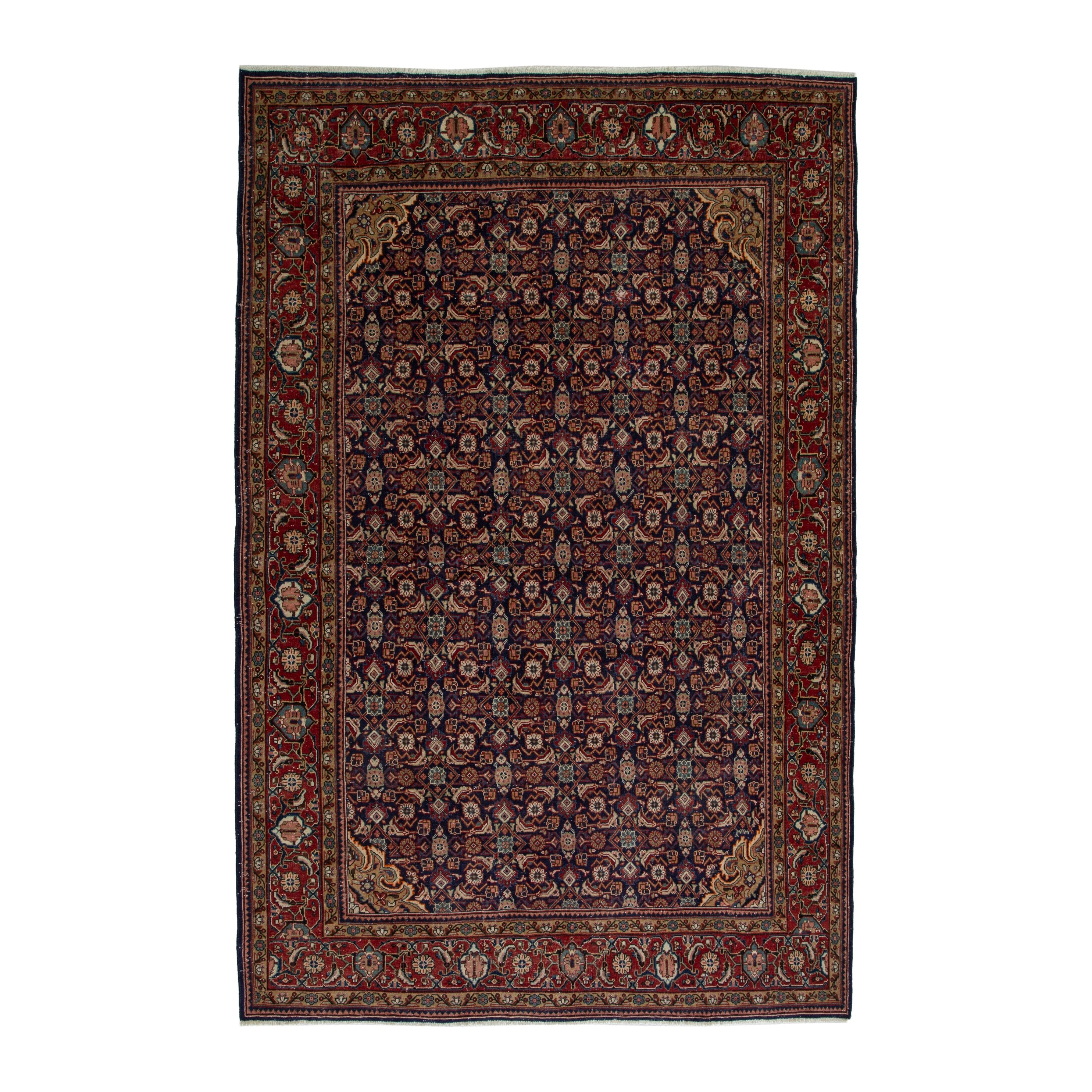Persian Mahal oversized rug in navy and deep red, 9'1" x 12'10"